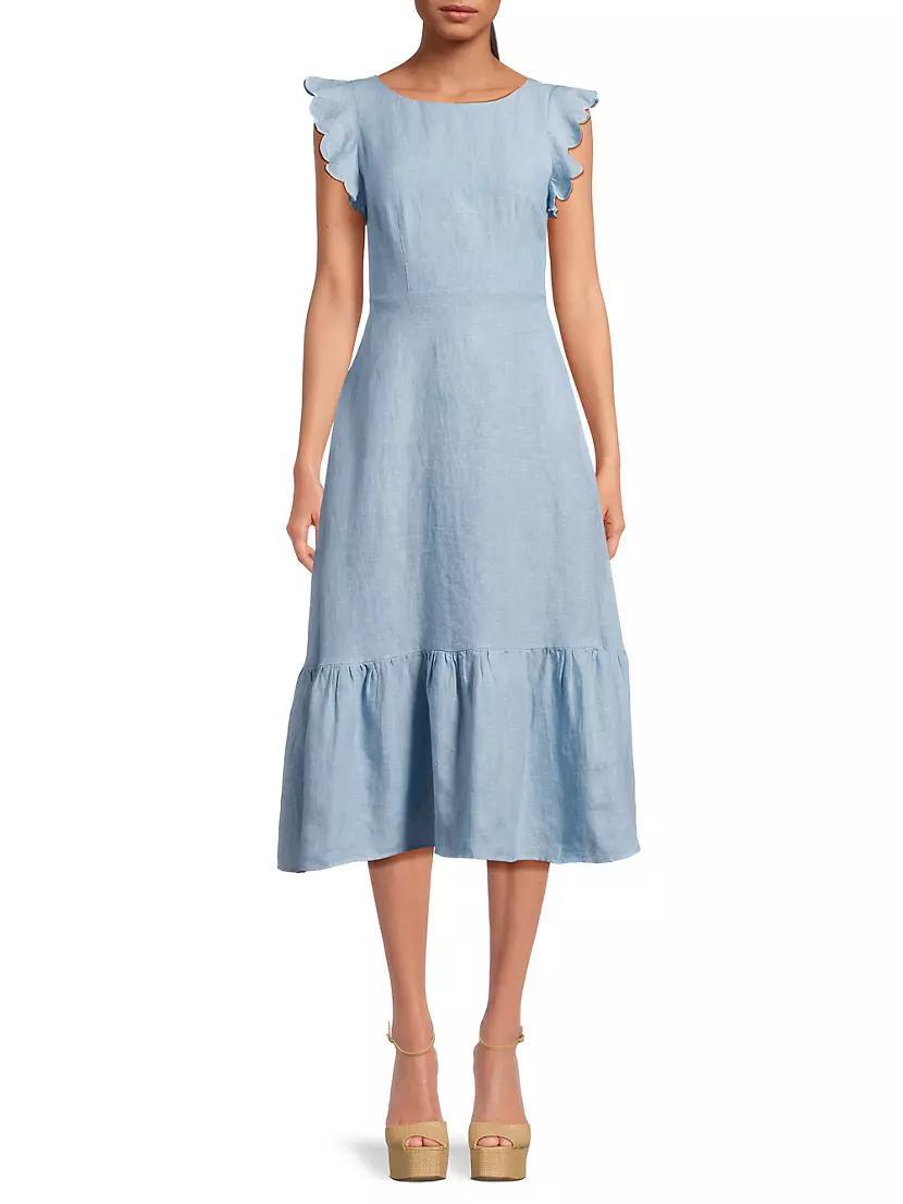 Rosa Linen Tie-Back Midi-Dress Product Image