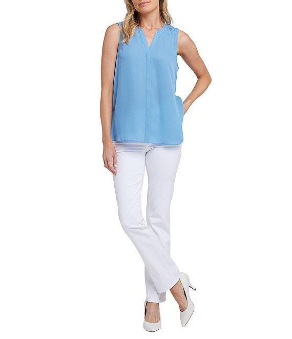 NYDJ Woven Sleeveless Inverted Pleat Mandarin Collar Pintuck Blouse Product Image