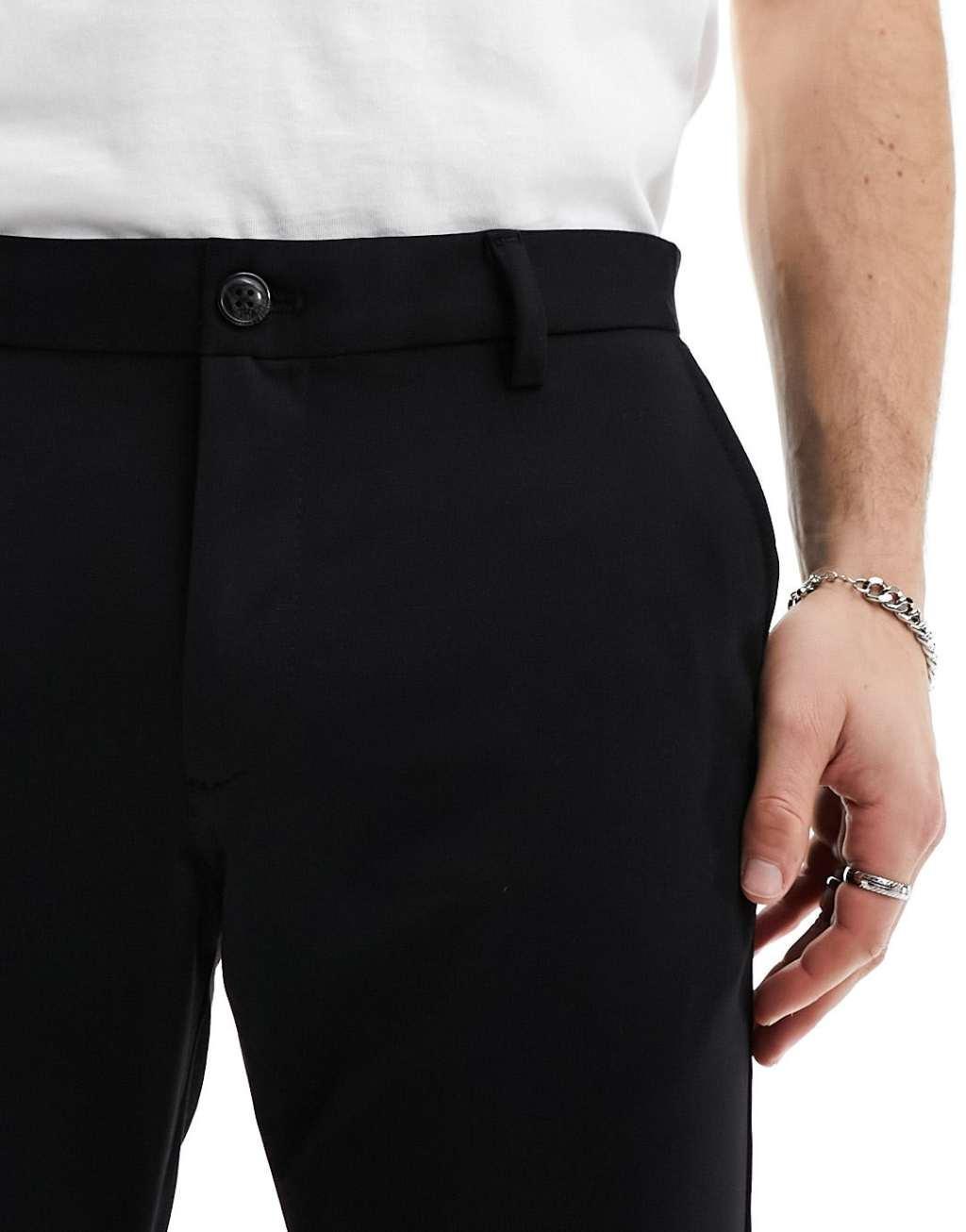 Jack & Jones Intelligence Marco slim fit smart pants in black Product Image