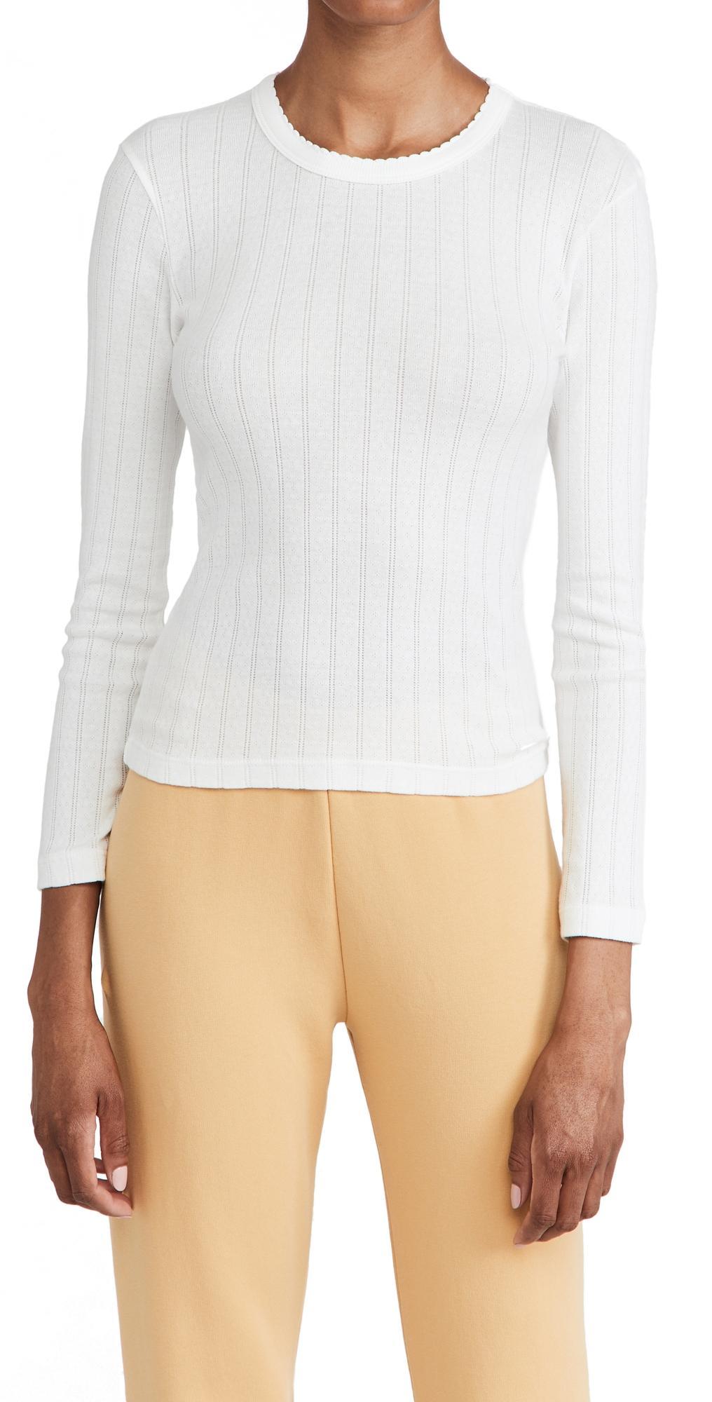 Womens Pointelle Long-Sleeve Top Product Image