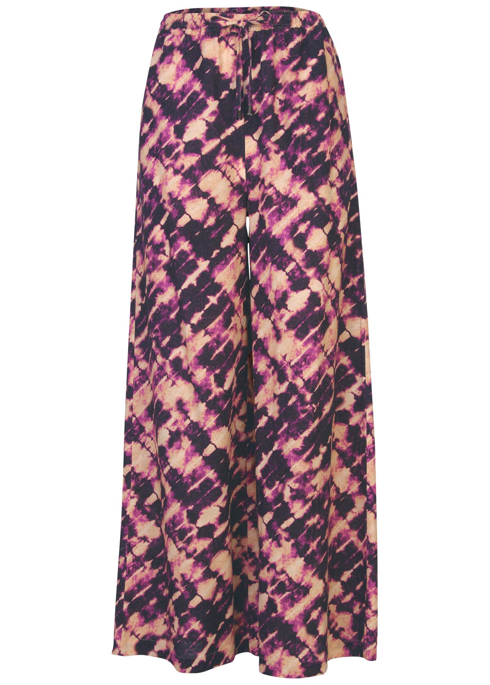 Cotton Linen Wide Leg Pants - Desert Tie Dye Product Image