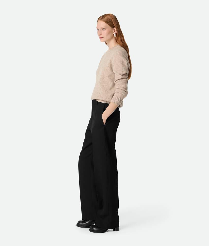 Women's Wool Twill Wide Leg Trousers in Black Product Image