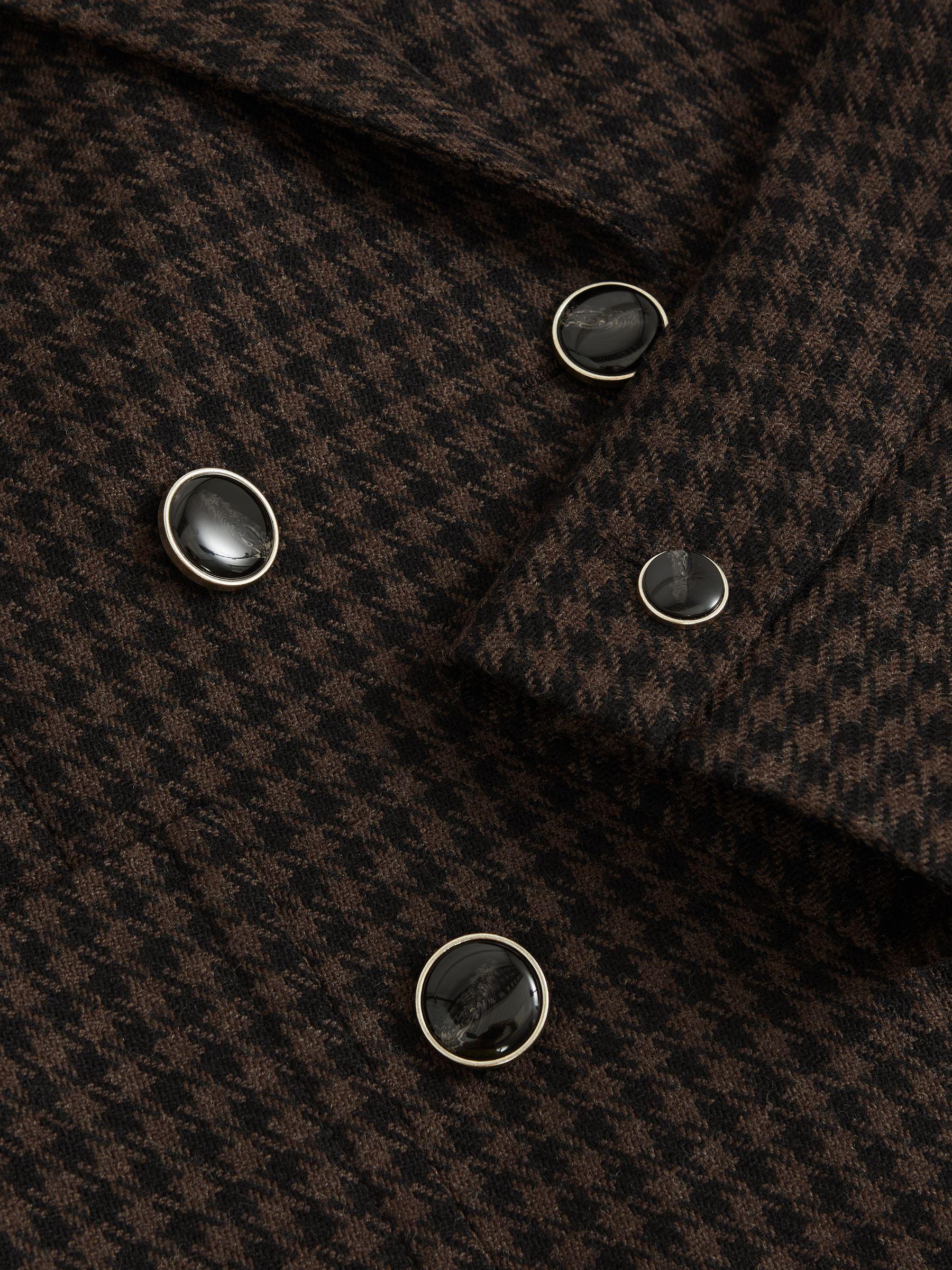 Wool-Blend Double-Breasted Check Blazer in Brown Check Product Image