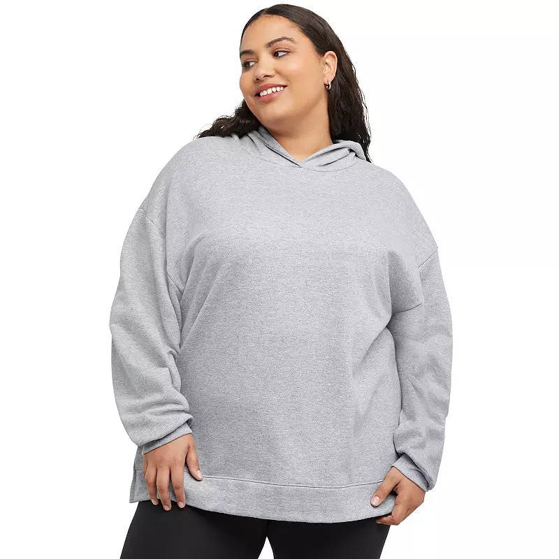 Plus Size Hanes EcoSmart Fleece Hoodie, Womens Light Silver Product Image