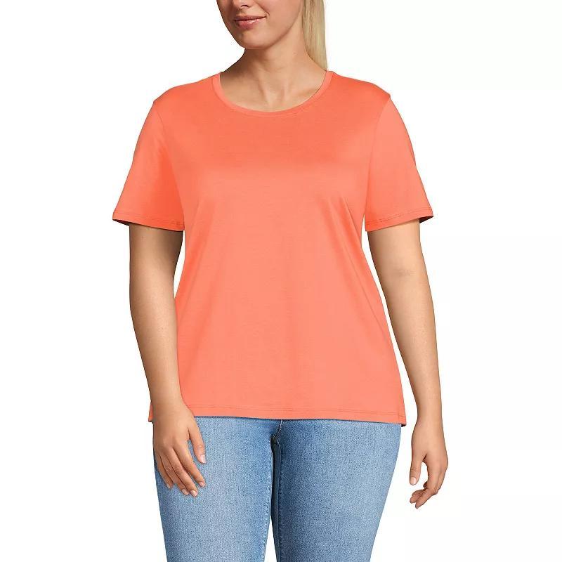 Plus Size Lands' End Relaxed Supima Cotton Crewneck Tee, Women's, Size: 1XL, Pale Yellow Product Image