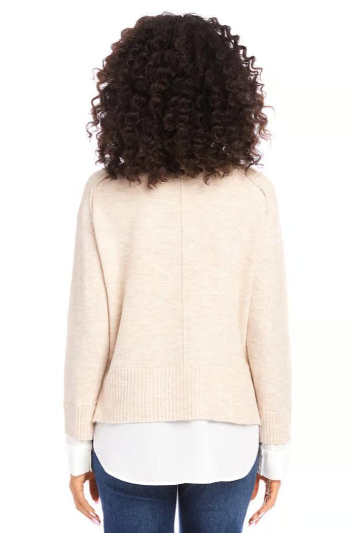 Layered Crewneck Sweater- Sand Product Image
