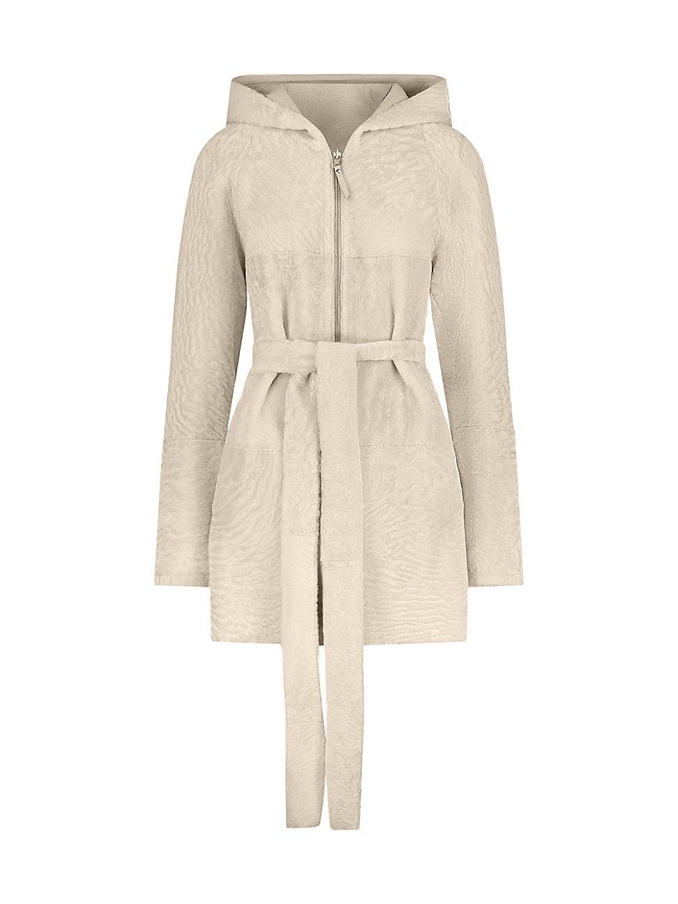 Womens Reversible Textured Shearling Lamb Zip Parka Product Image