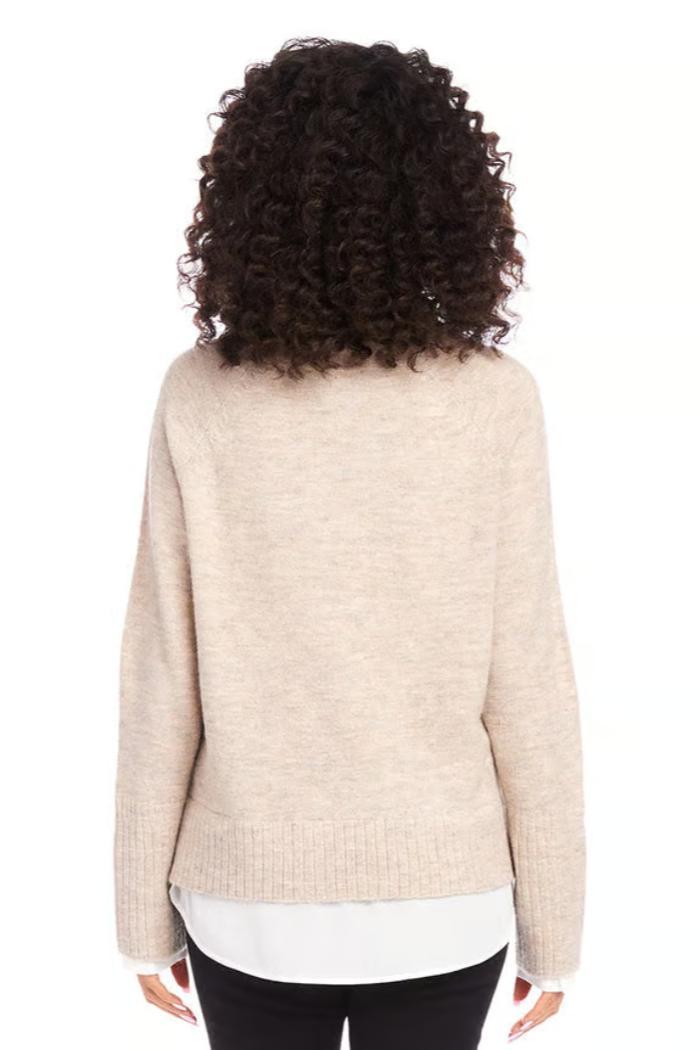 Layered Turtleneck Sweater- Beige Product Image