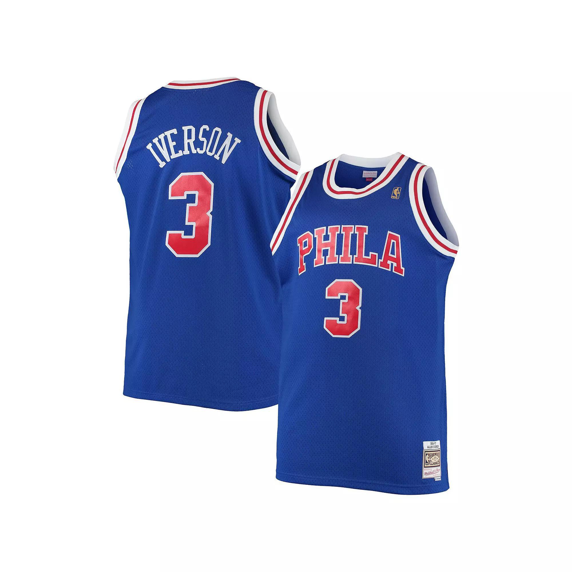 Mens Mitchell & Ness Allen Iverson Royal Philadelphia 76ers Big & Tall Hardwood Classics Swingman Jersey Product Image