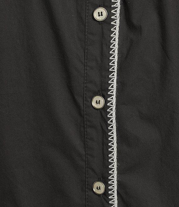 Calessa Embroidered Split V-Neck 3/4 Sleeve Button-Front Tunic Product Image