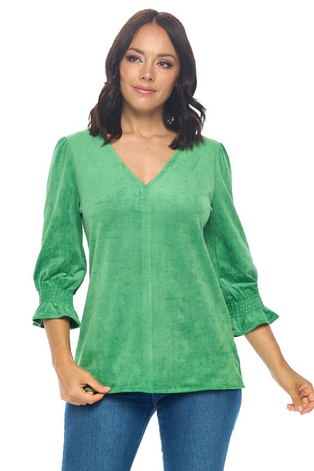 Faux Suede V-Neck Top Product Image