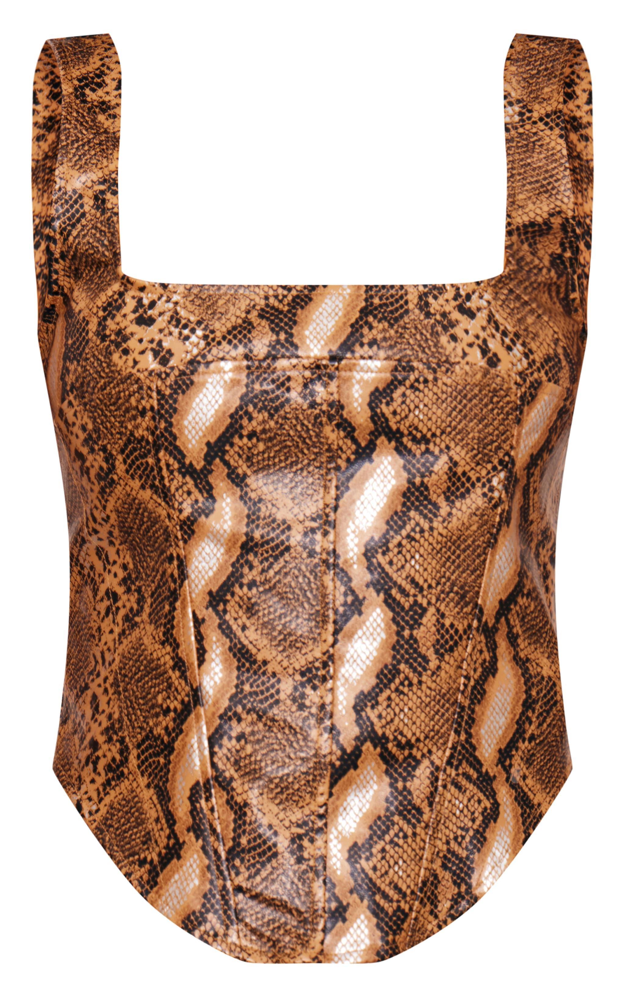 Orange Faux Leather Snake Print Corset Product Image