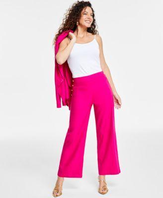 I.n.c. International Concepts Womens Button-Trim Wide-Leg Pants, Created for Macys Product Image