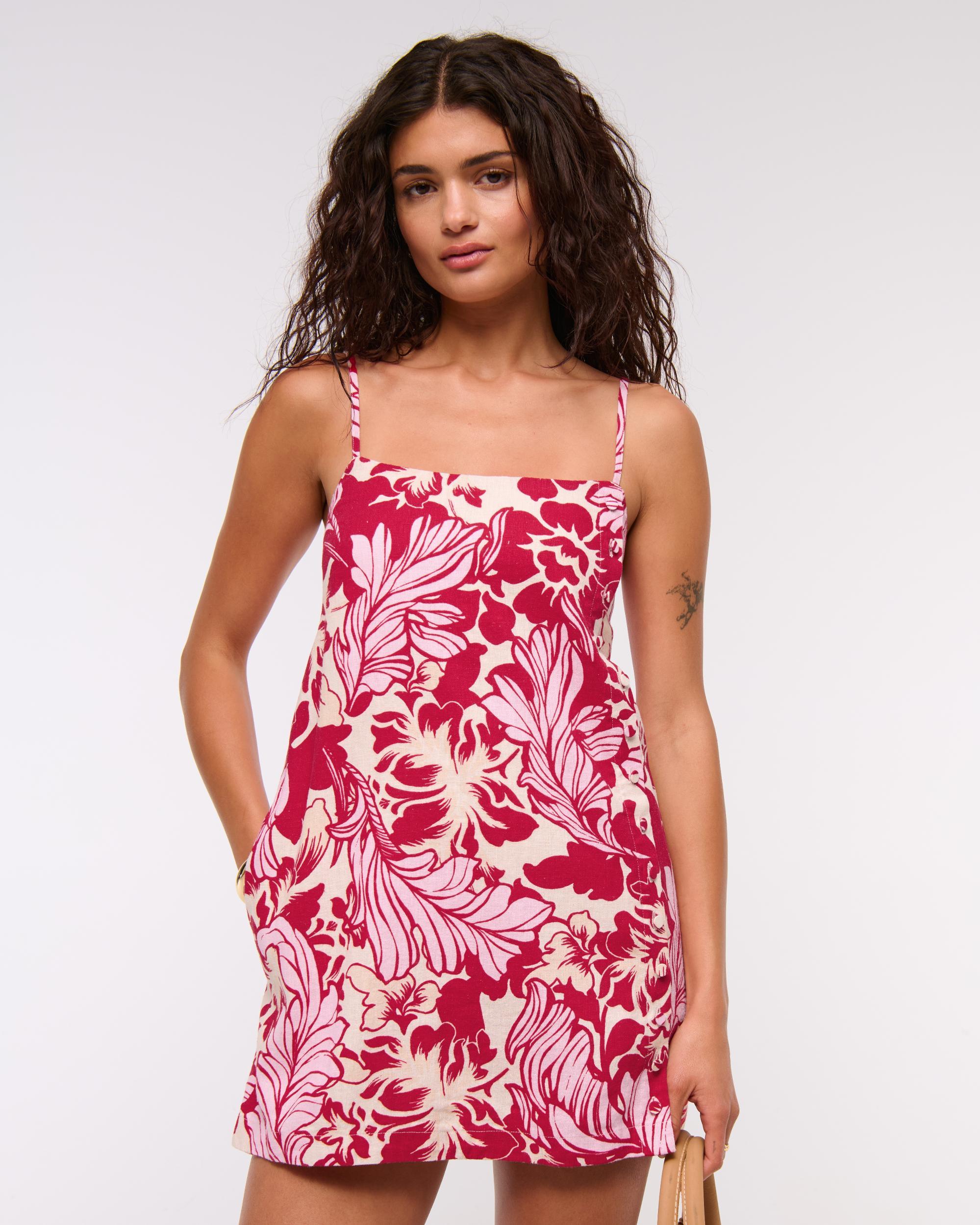 Linen-Blend Button Skort Product Image