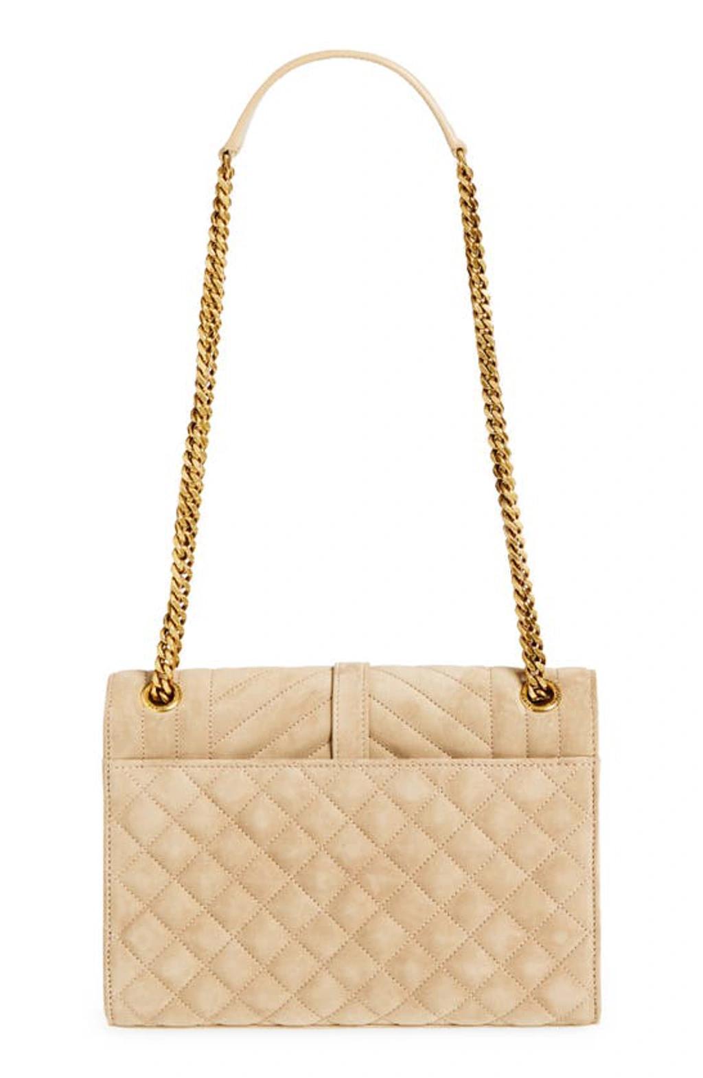 SAINT LAURENT Medium Envelope Chain Shoulder Bag In Dark Beige Product Image