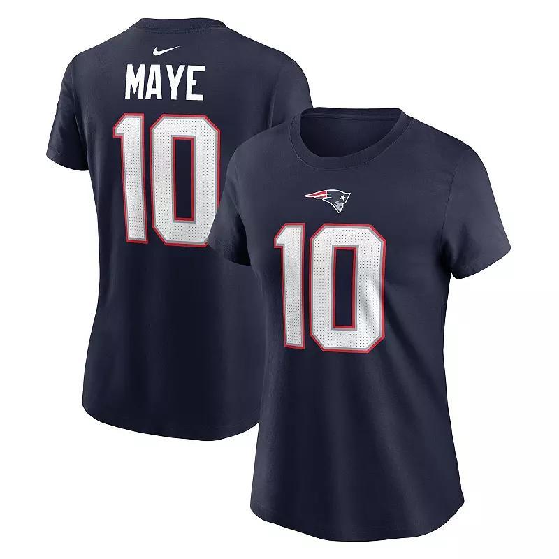 Women's Nike Drake Maye Navy New England Patriots 2024 NFL Draft First Round Pick Name & Number T-Shirt, Size: XL, Blue Product Image