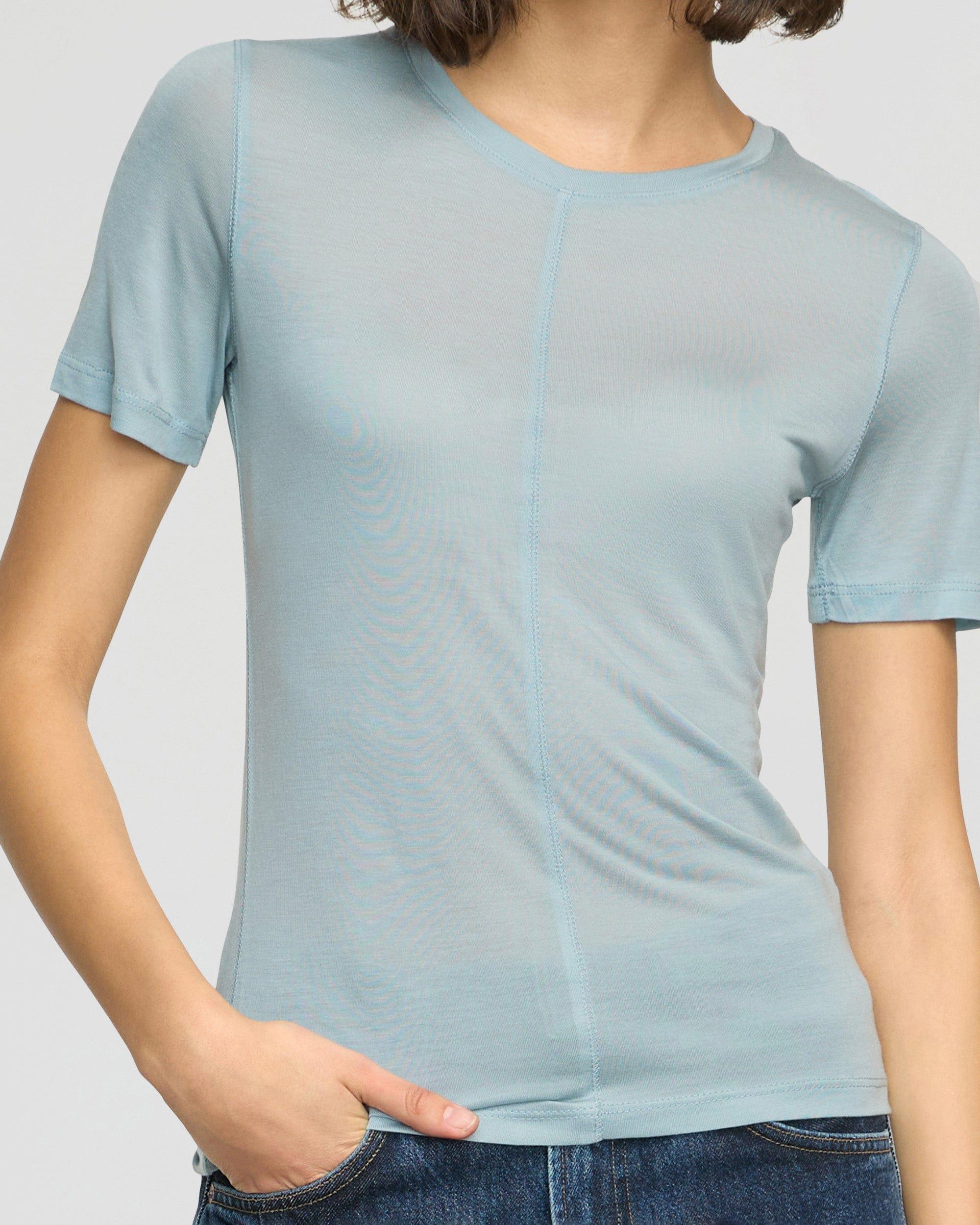 Thea Semi-Sheer Tencel Crew-Neck Tee Product Image