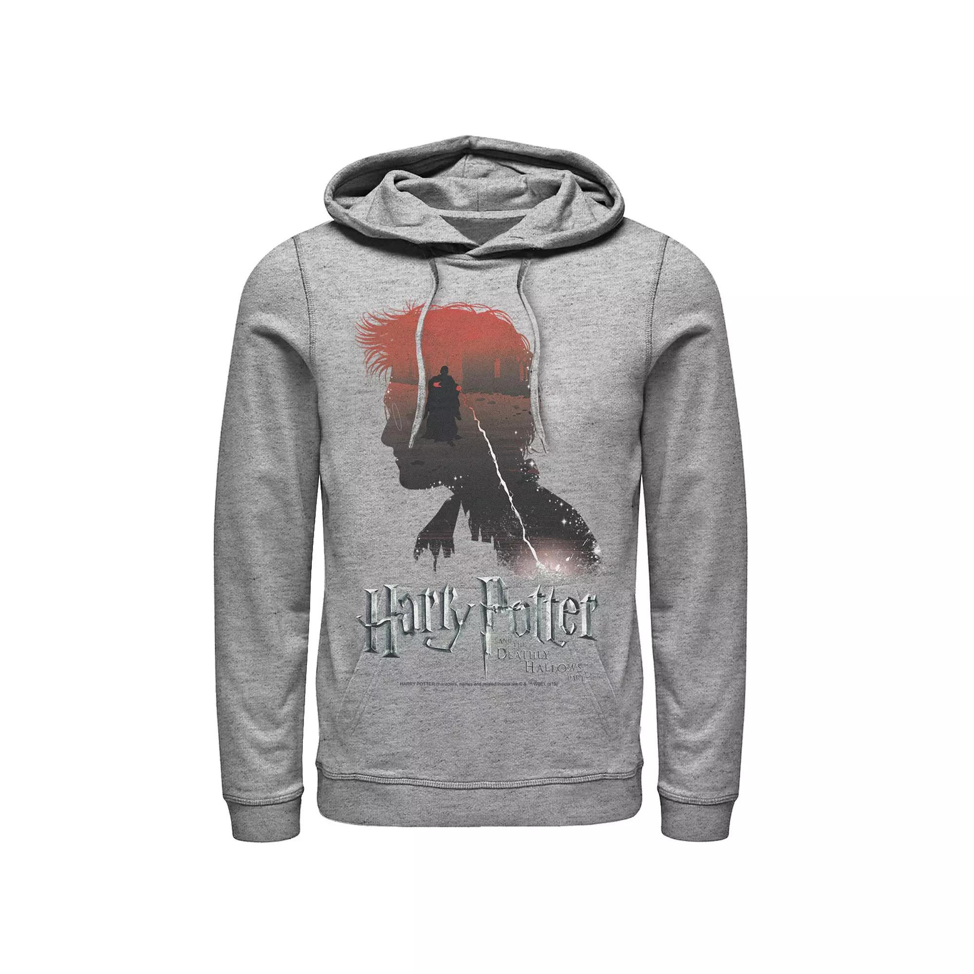 Men's Harry Potter and the Deathly Hallows Pullover Hoodie, Size: Medium, Athletic Grey Product Image