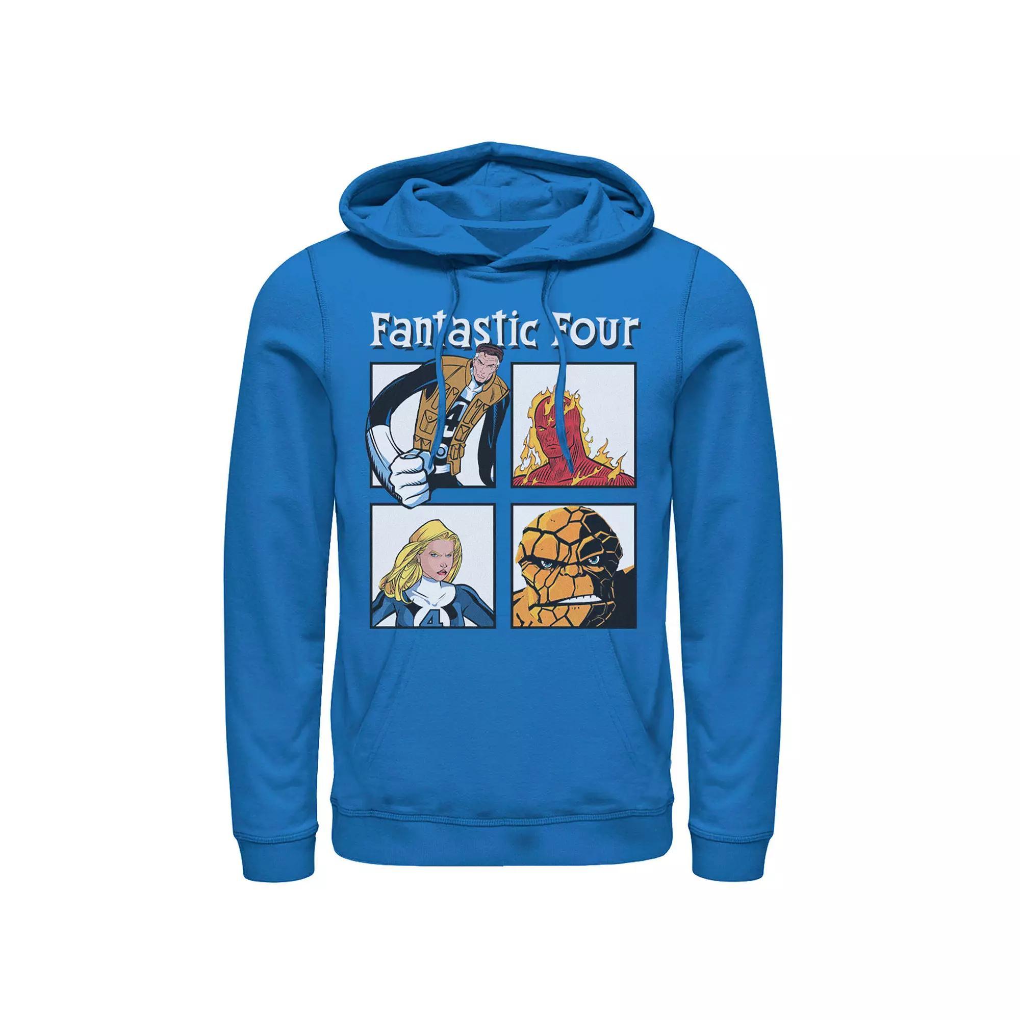 Men's Marvel Fantastic Four Ready To Fight Portrait Panels Hoodie, Size: Medium, Royal Product Image