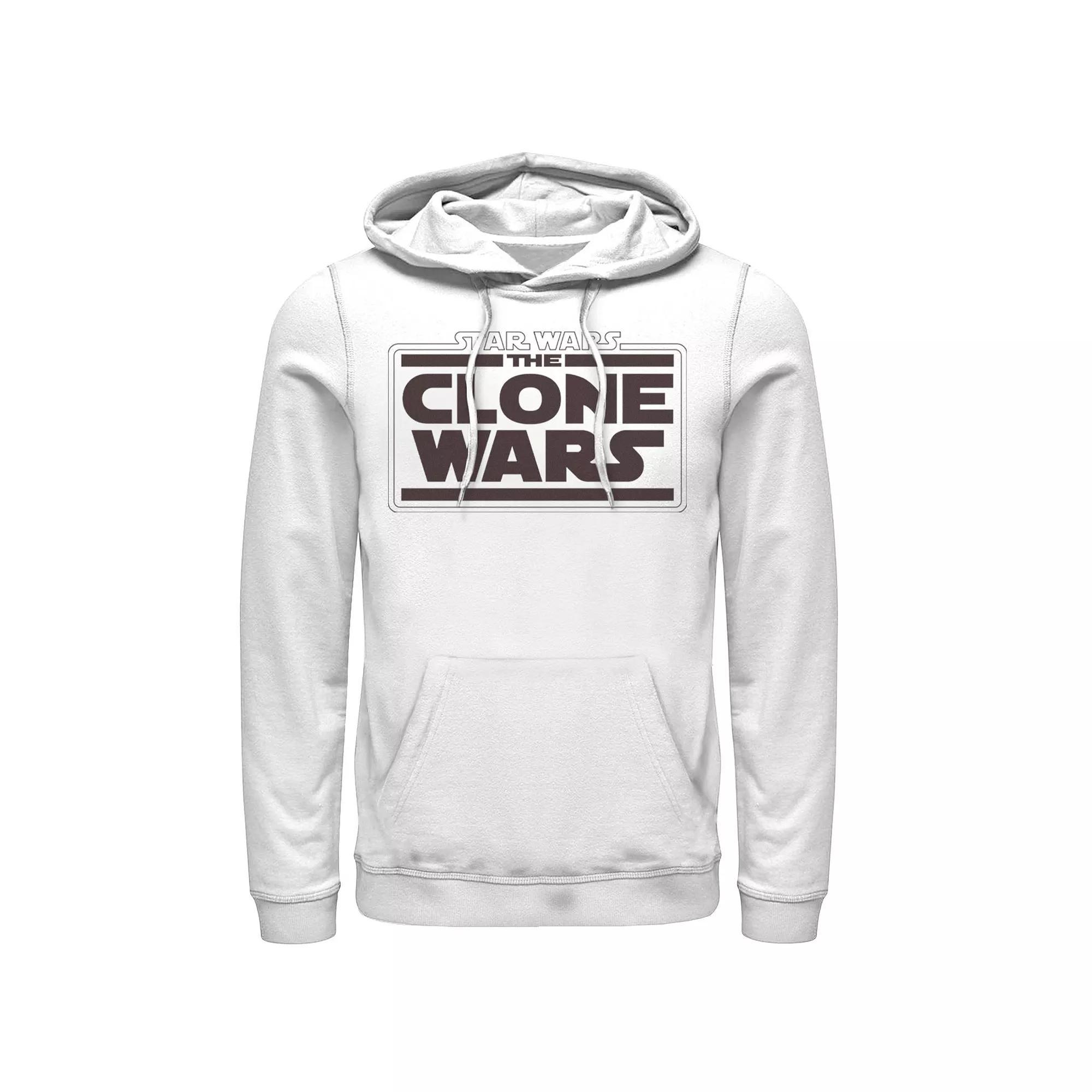 Men's Star Wars: The Clone Wars Logo Stack Hoodie, Size: XXL, White Product Image