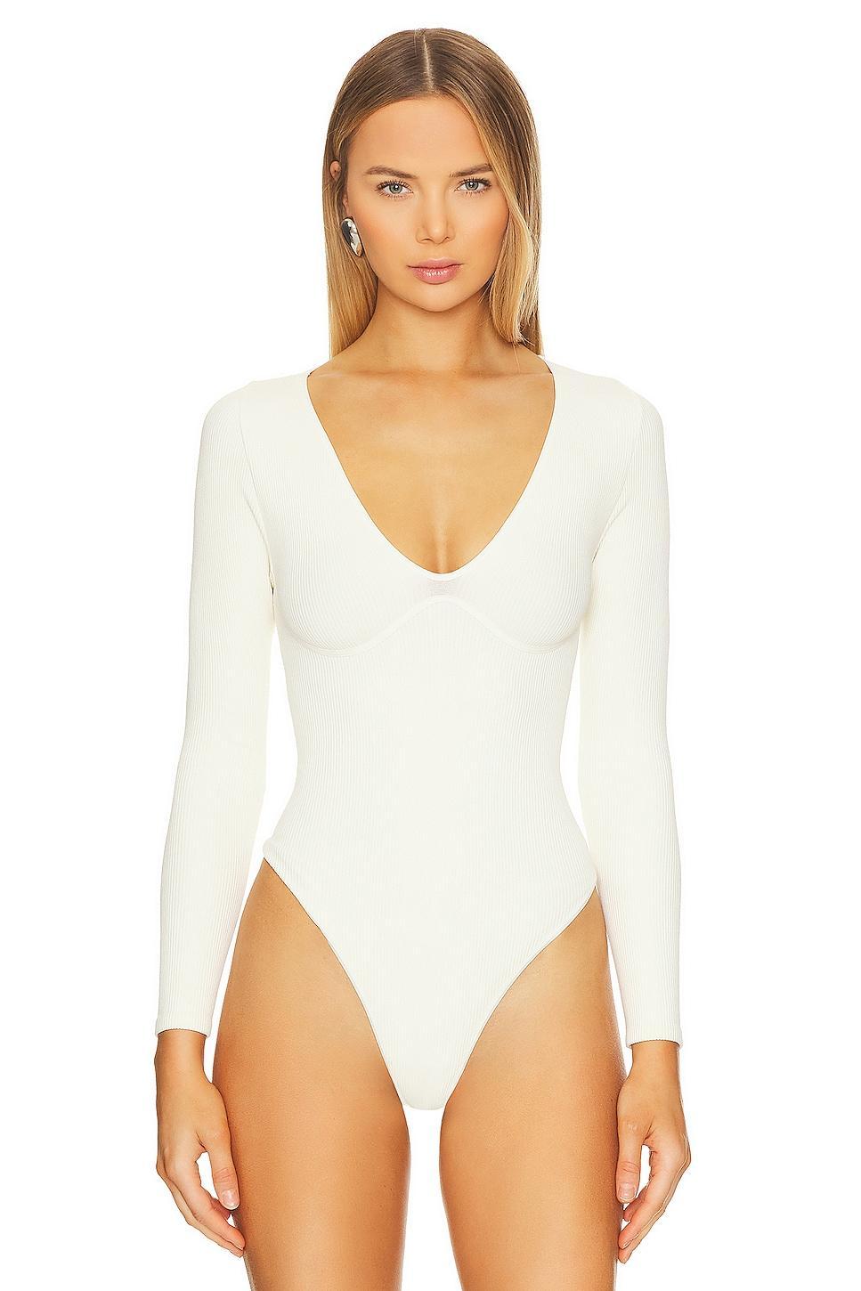 x Intimately FP Meg Seamless V-neck Bodysuit In Ivory Free People Product Image