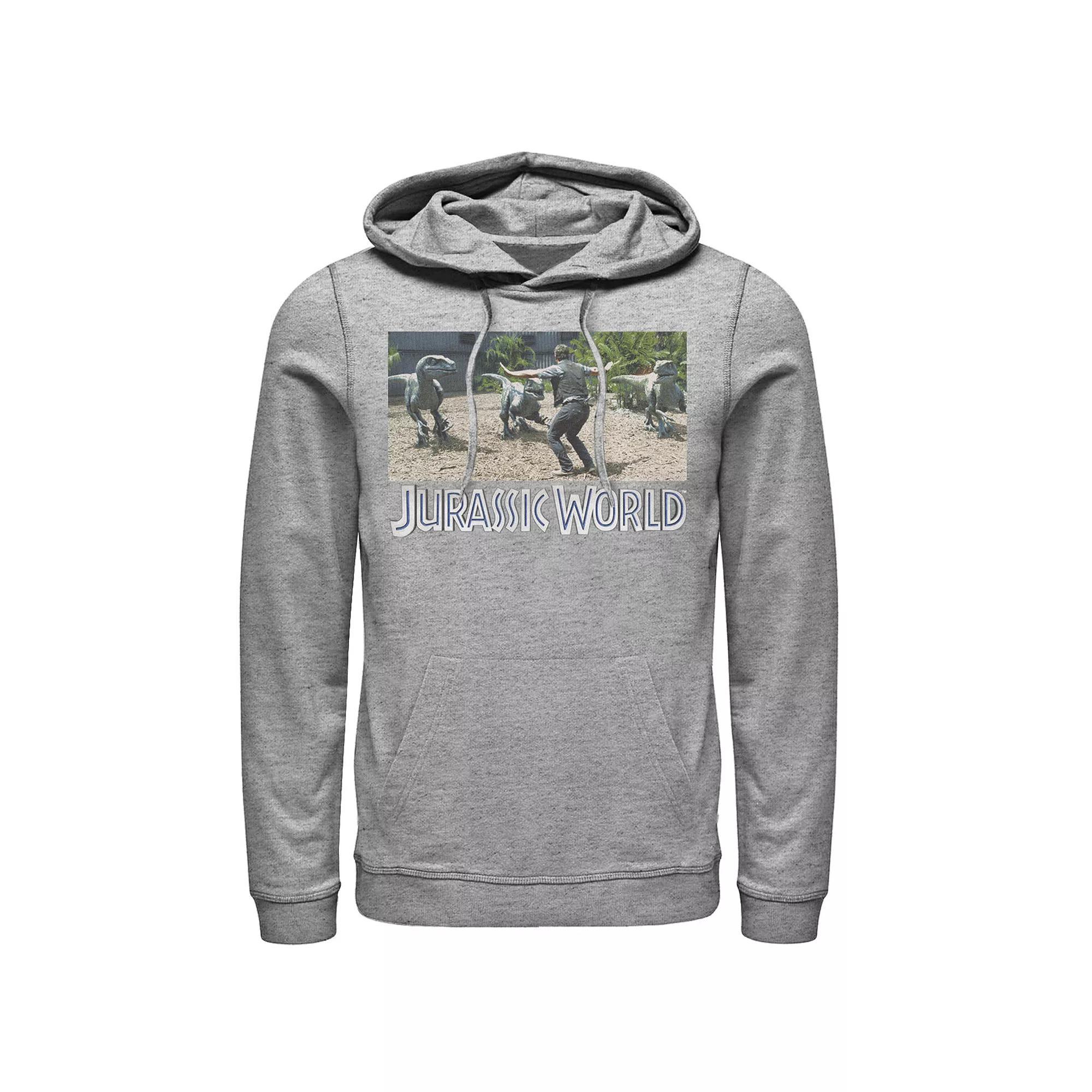 Men's Jurassic World Owen Raptor Pack Trainer Graphic Pullover Hoodie, Size: Small, Athletic Grey Product Image