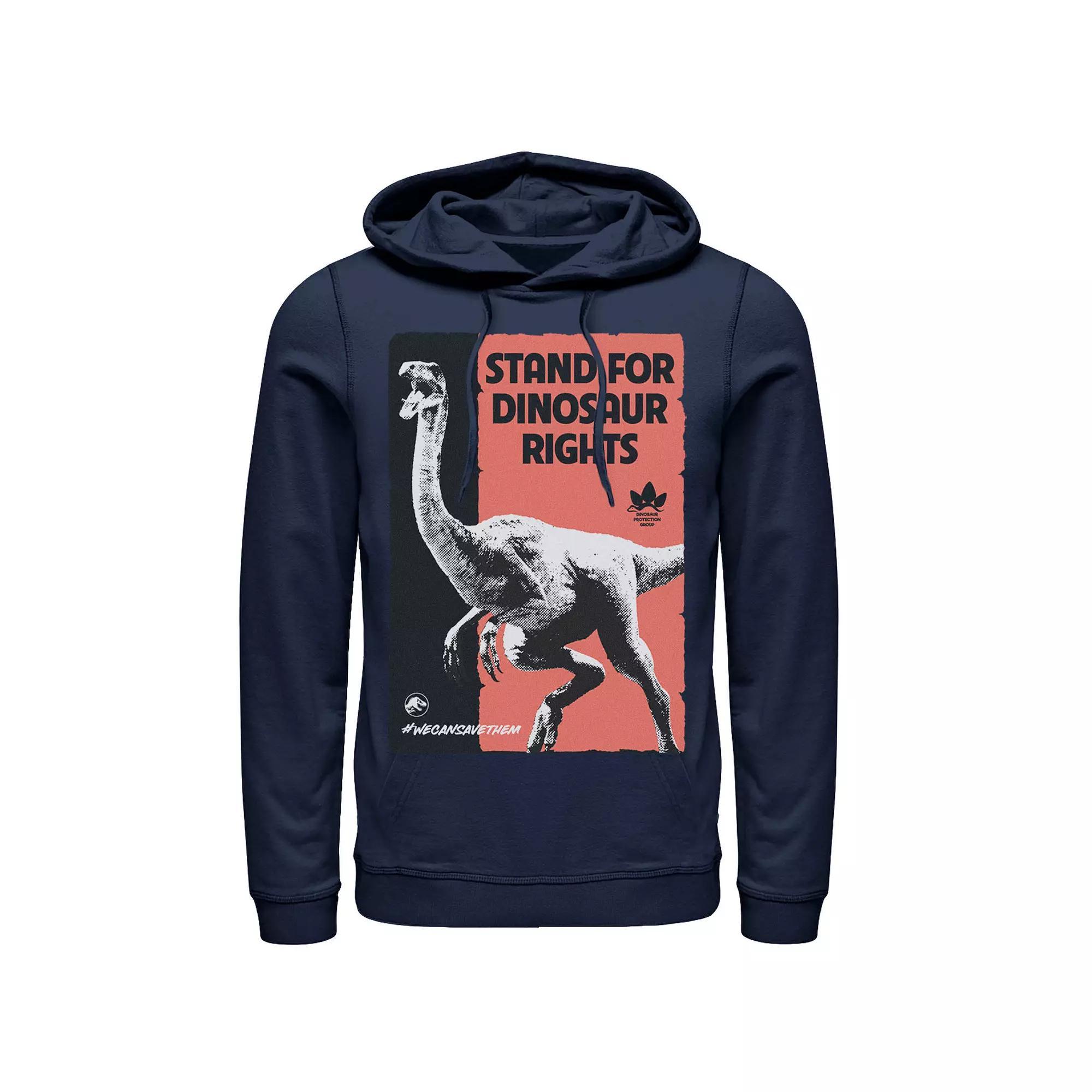 Men's Jurassic World Stand For Dinosaurs Poster Hoodie, Size: XL, Blue Product Image