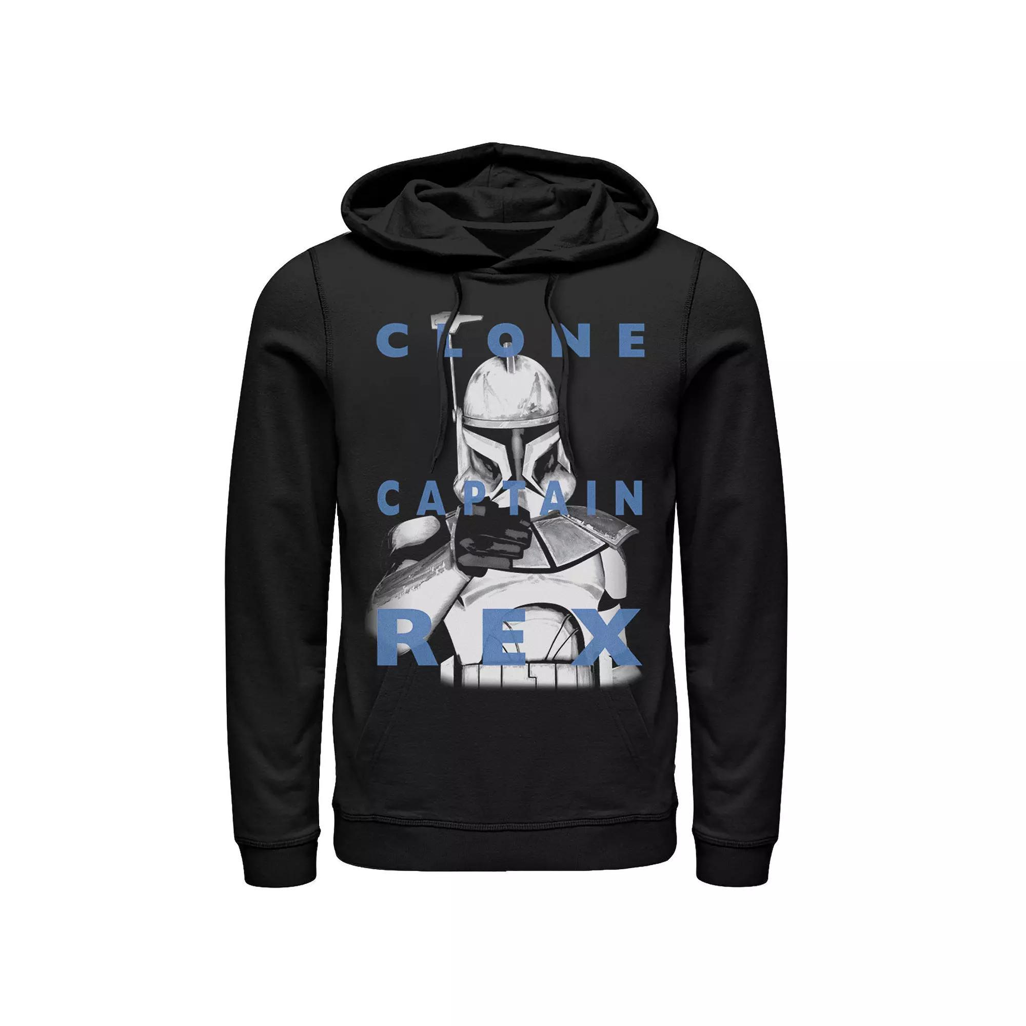 Men's Star Wars: Clone Wars Clone Captain Rex Text Overlay Hoodie, Size: Large, Black Product Image