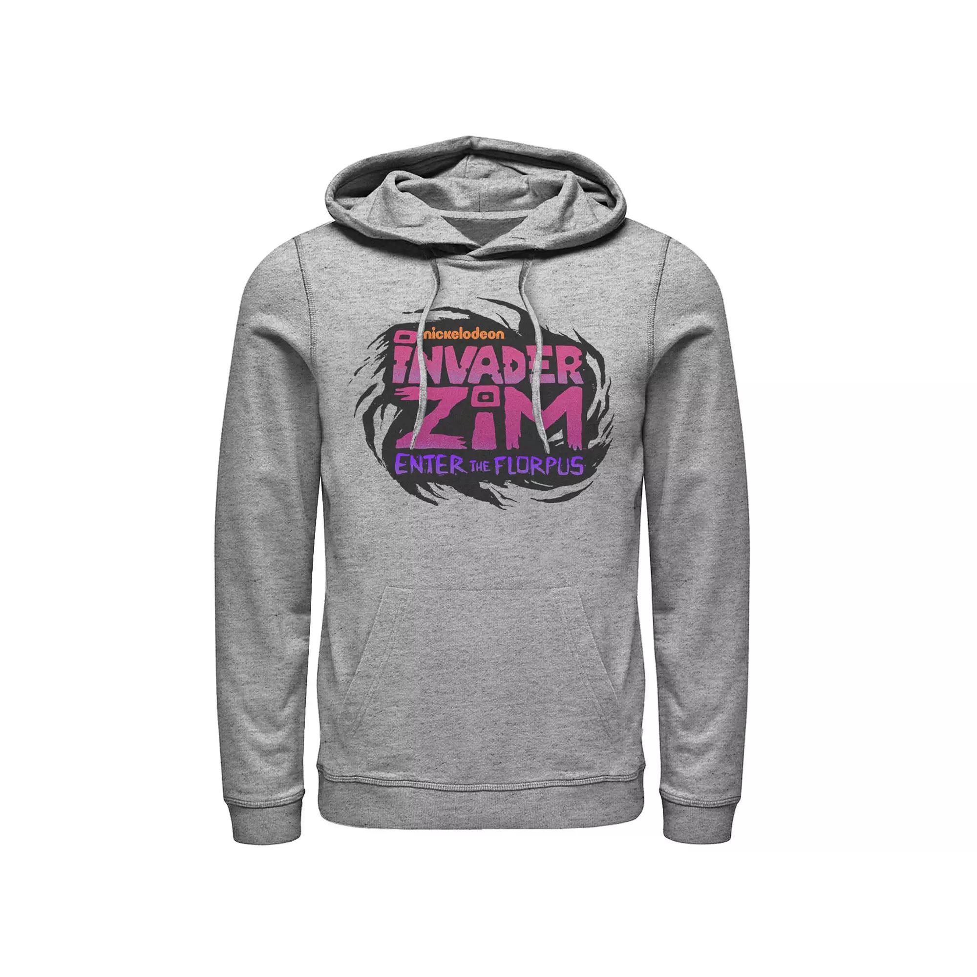 Men's Nickelodeon Invader Zim Enter Florpus Logo Graphic Hoodie, Size: Medium, Athletic Grey Product Image