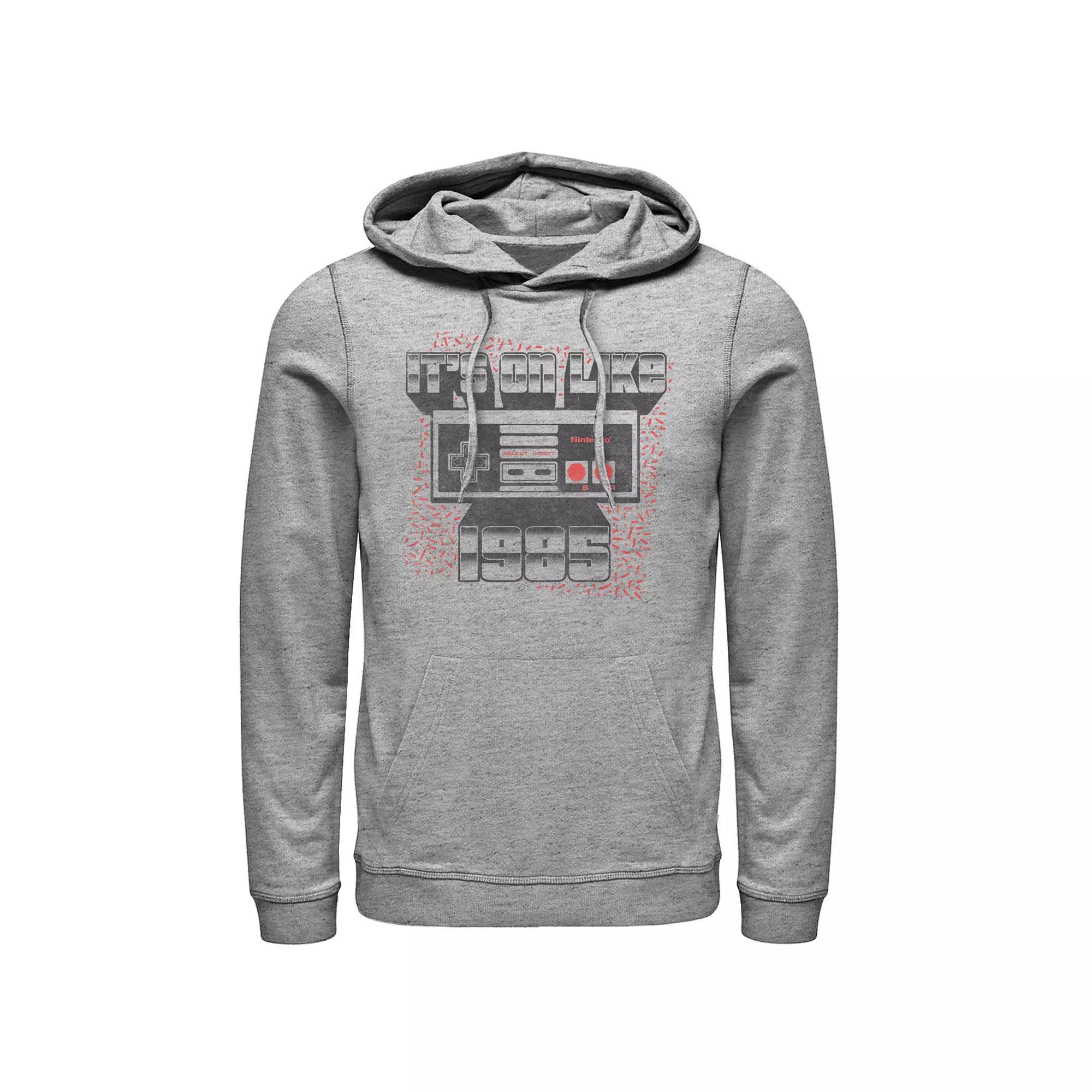 Men's Nintendo Controller Pullover Hoodie, Size: Small, Athletic Grey Product Image