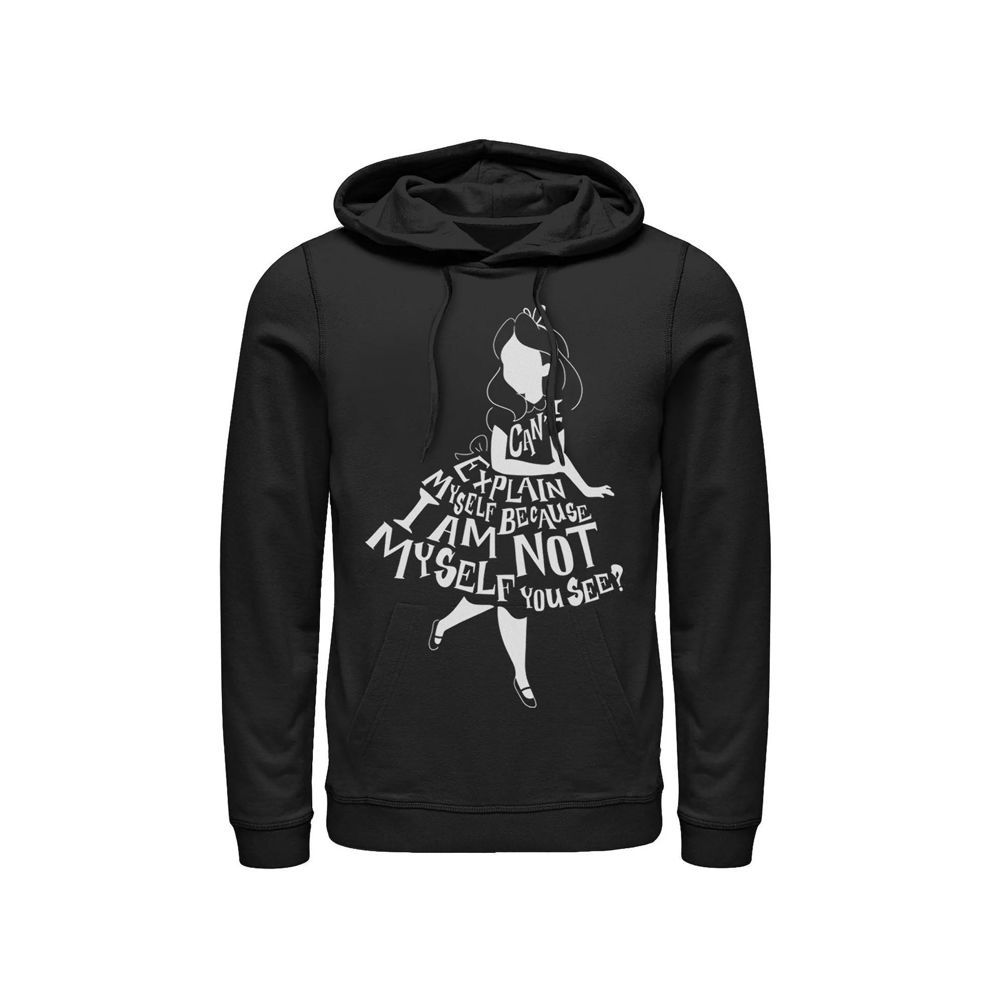 Disney's Alice In Wonderland I Can't Explain Myself Text Fill Men's Hoodie, Size: Large, Black Product Image