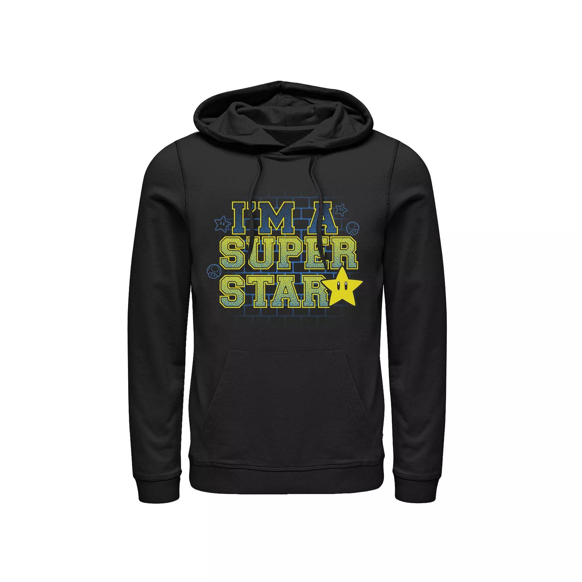 Men's Nintendo Super Mario I'm The Super Star Starman Portrait Hoodie, Size: XXL, Black Product Image