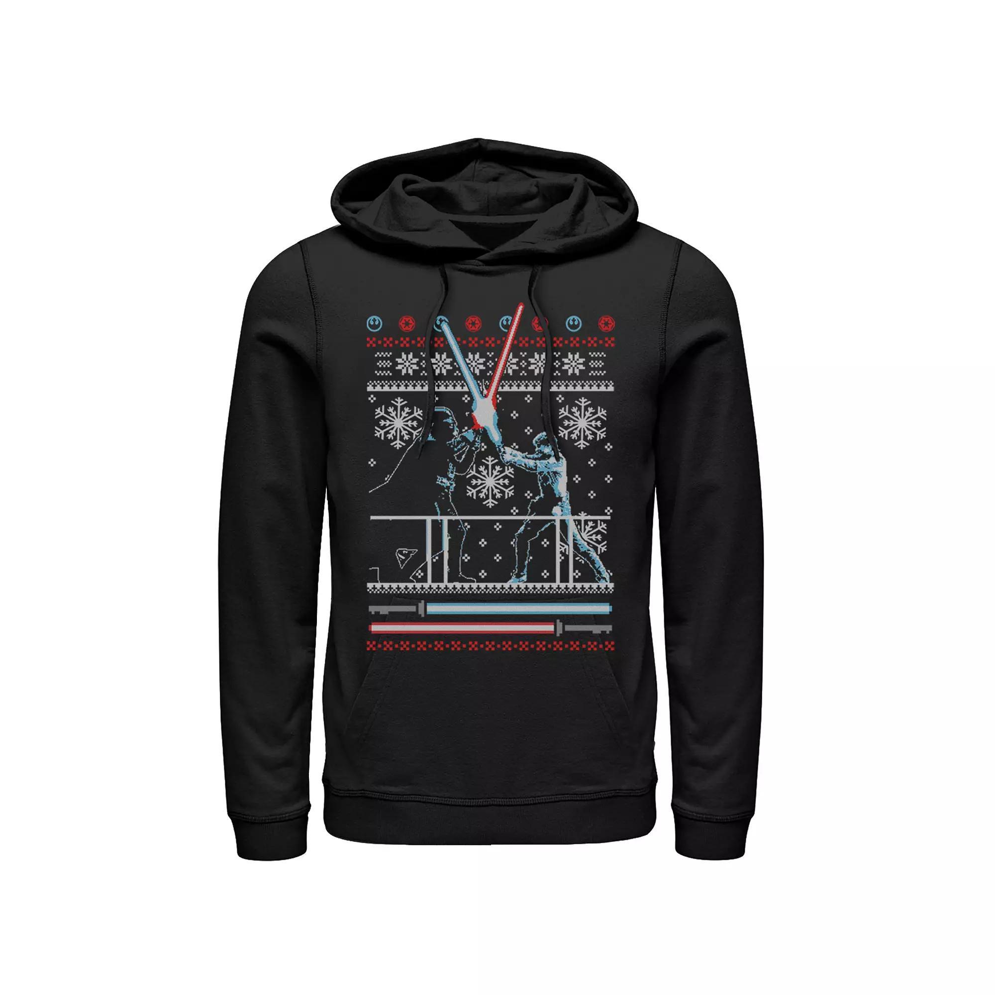 Men's Star Wars Vader Luke Clash Ugly Christmas Sweater Hoodie, Size: XXL, Black Product Image