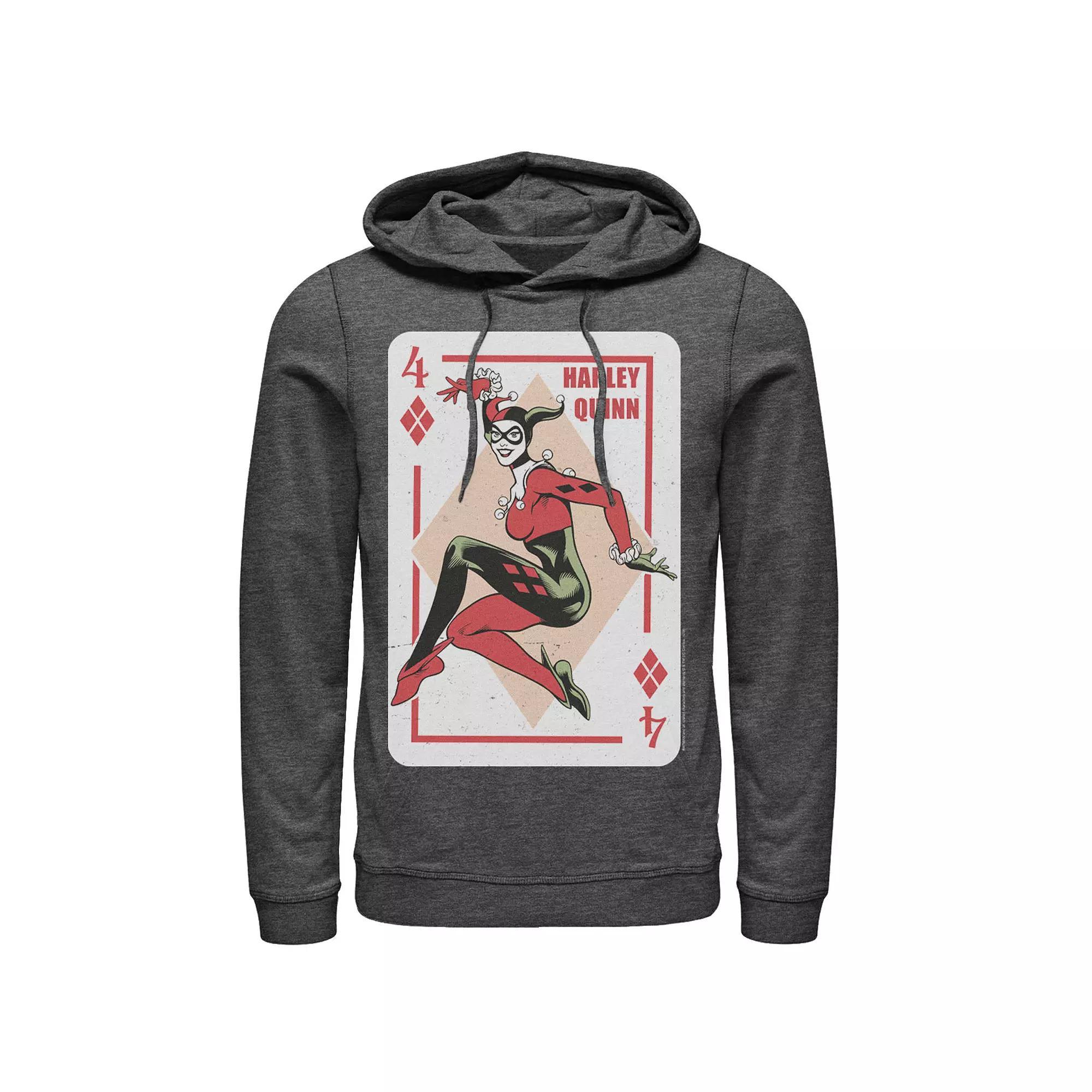 Men's DC Comics Harley Quinn Playing Card Hoodie, Size: Large, Black Product Image