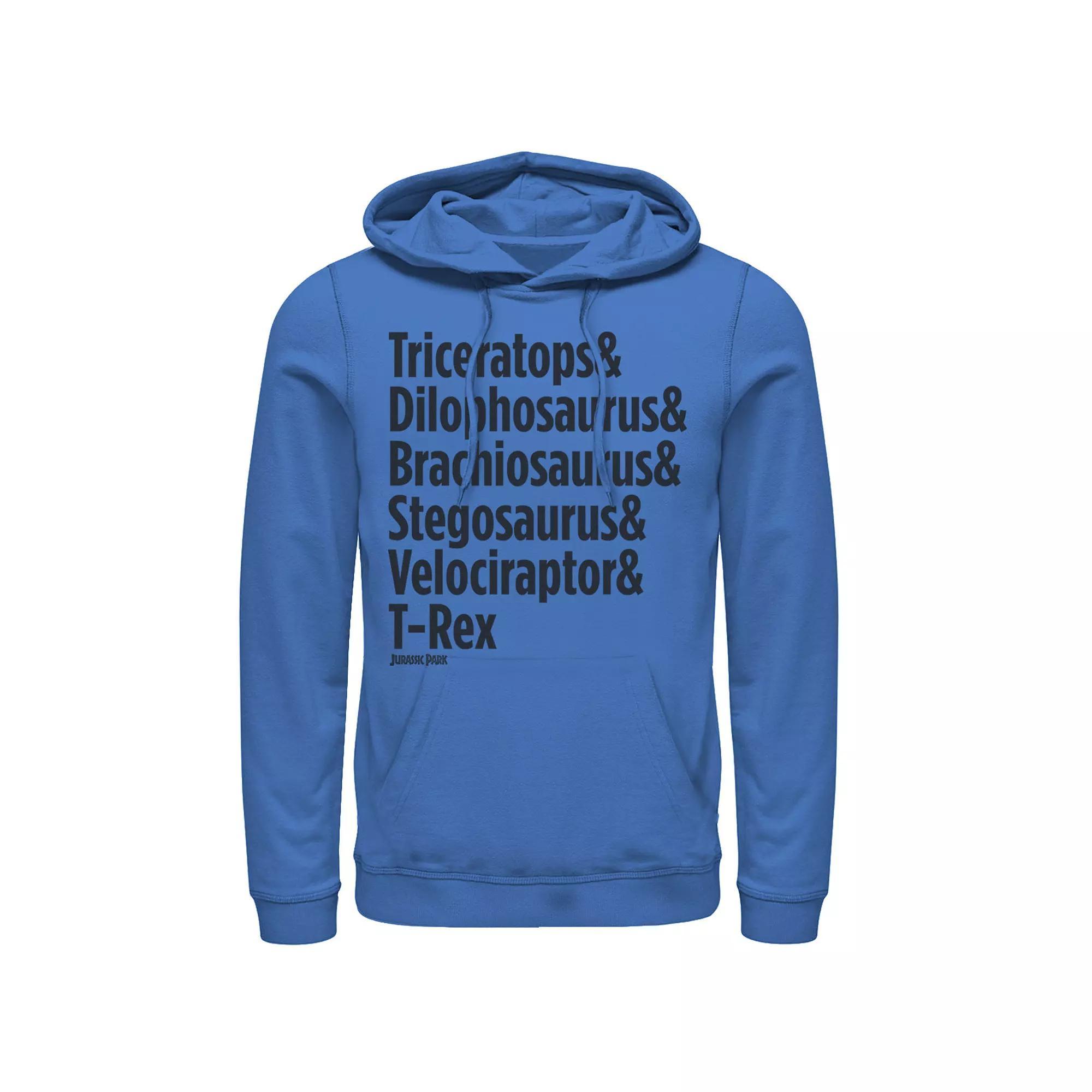 Men's Jurassic Park Dinosaur Name Types Graphic Pullover Graphic Hoodie,  Product Image