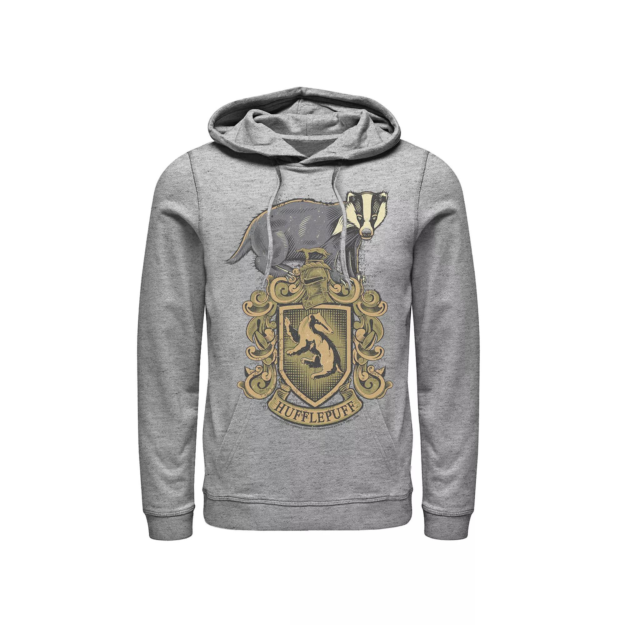 Men's Harry Potter Hufflepuff House Crest Pullover Hoodie, Size: Medium, Athletic Grey Product Image