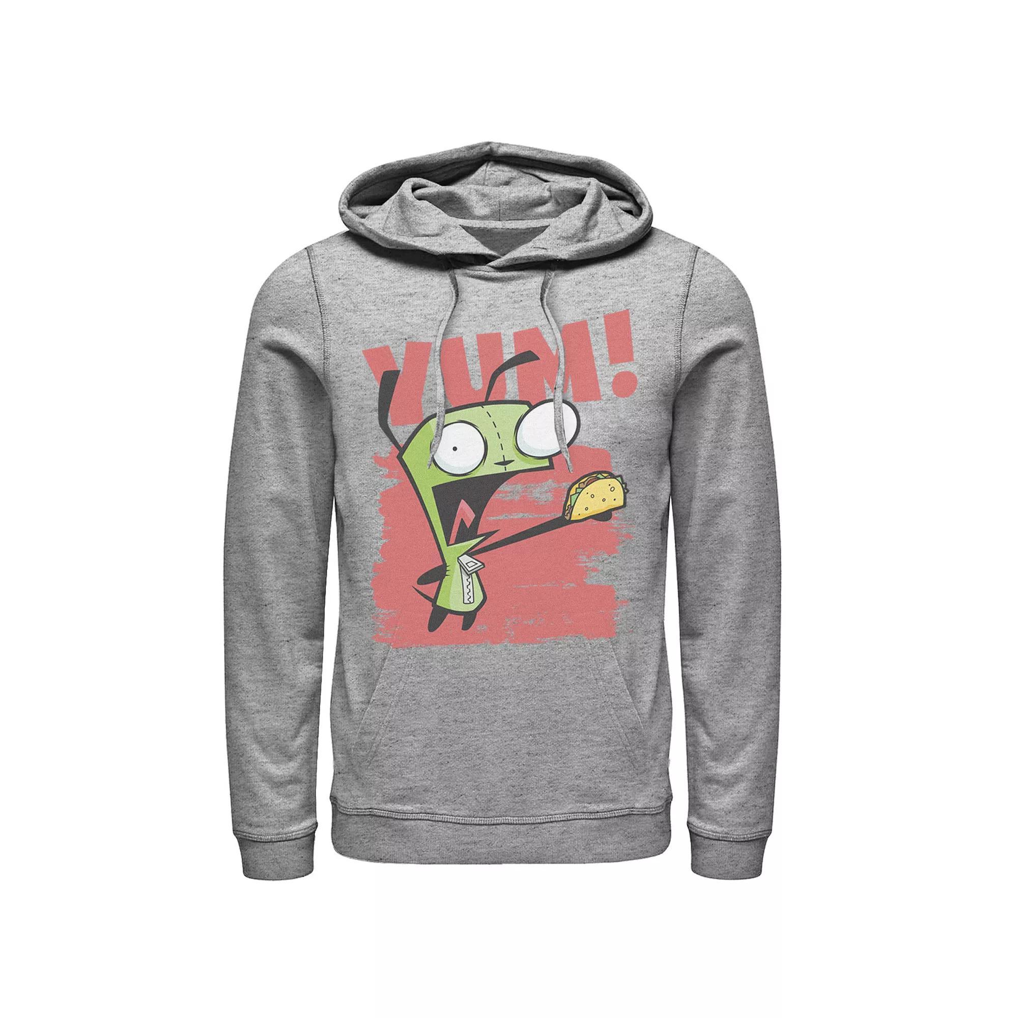 Men's Nickelodeon Invader Zim Gir Screaming Yum! Taco Portrait Graphic Hoodie, Size: Small, Athletic Grey Product Image