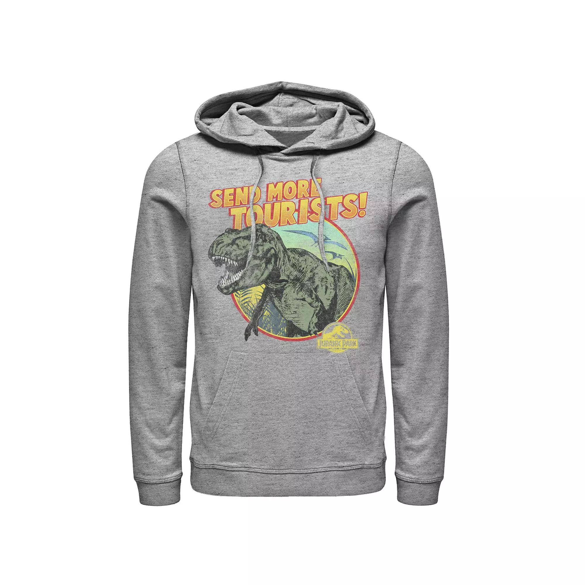 Men's Jurassic Park T-Rex Send More Tourists Hoodie, Size: XL, Athletic Grey Product Image