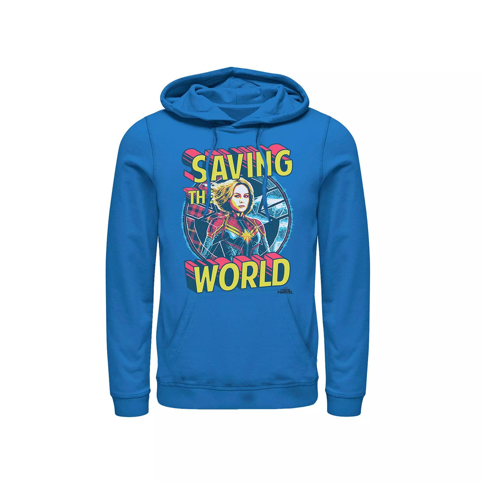 Men's Marvel Captain Marvel Saving The World Portrait Pullover Hoodie, Size: XL, Royal Product Image