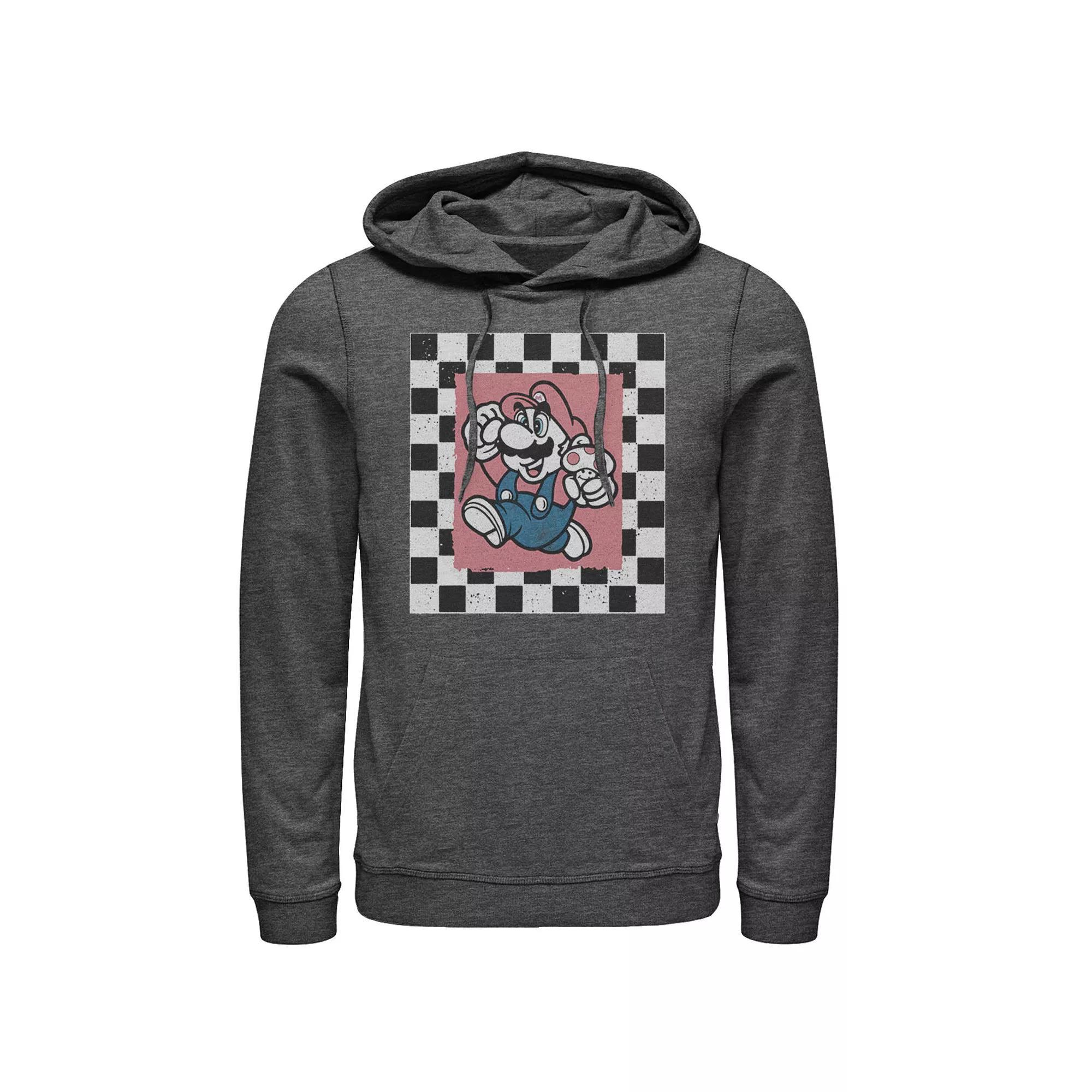 Men's Nintendo Super Mario Checkered Square Portrait Hoodie,  Product Image