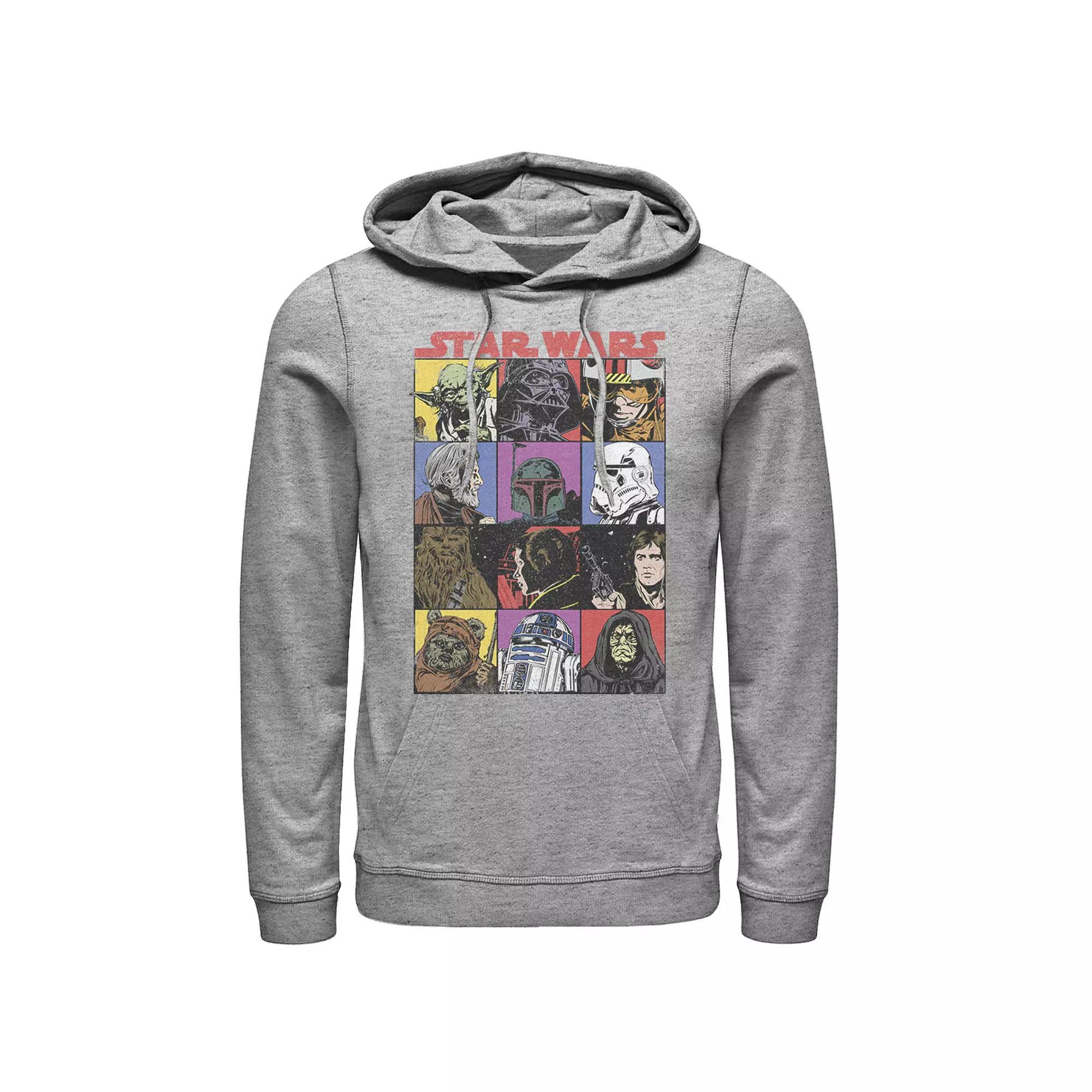 Men's Star Wars Comic Strip Cartoon Group Hoodie, Size: XL, Athletic Grey Product Image