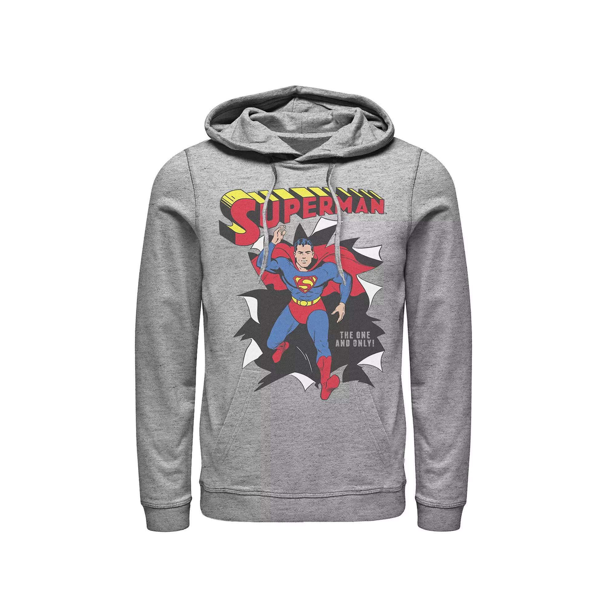 Men's DC Comics Superman Through Wall Poster Hoodie, Size: Small, Athletic Grey Product Image