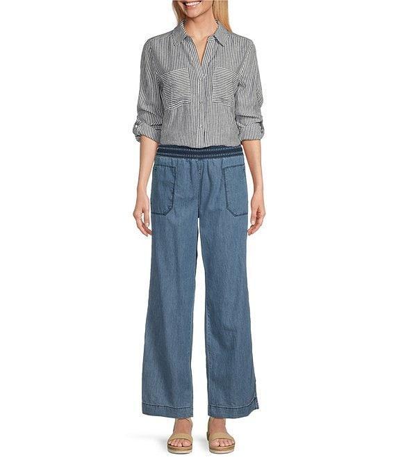 Westbound Smocked Waist Wide-Leg Linen Pants Product Image
