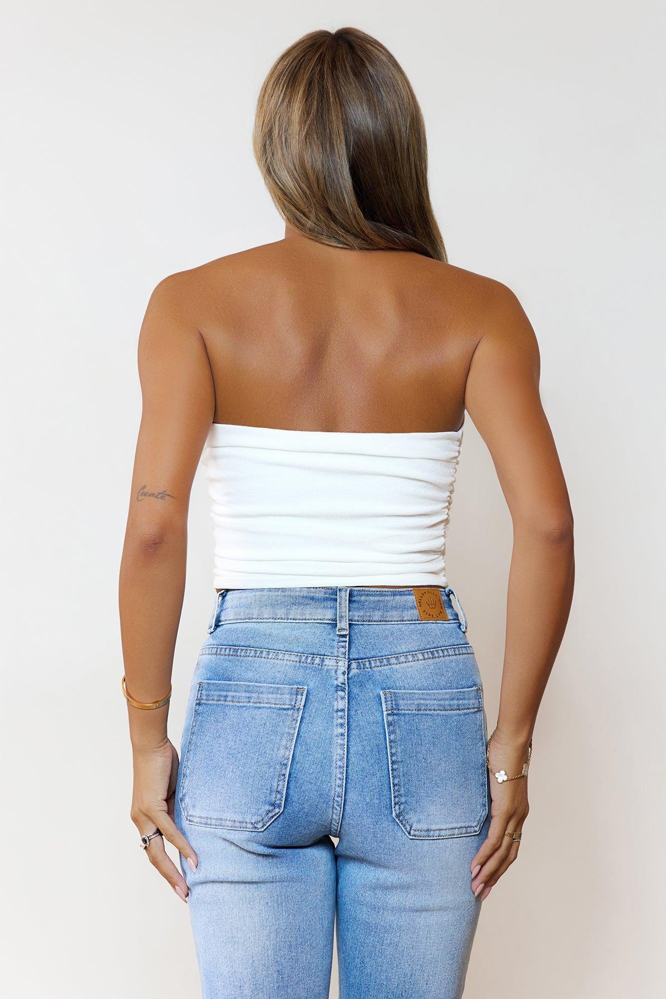 Time After Time Strapless Crop Top White Product Image