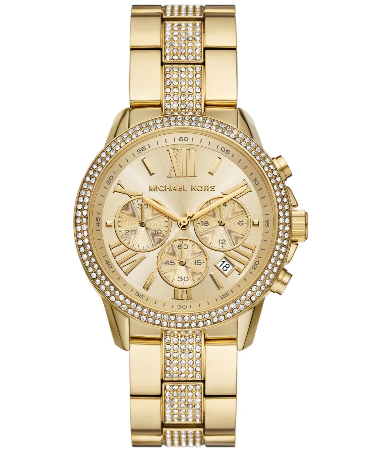 Michael Kors Womens Brynn Quartz Chronograph Gold-Tone Stainless Steel Bracelet Watch Product Image