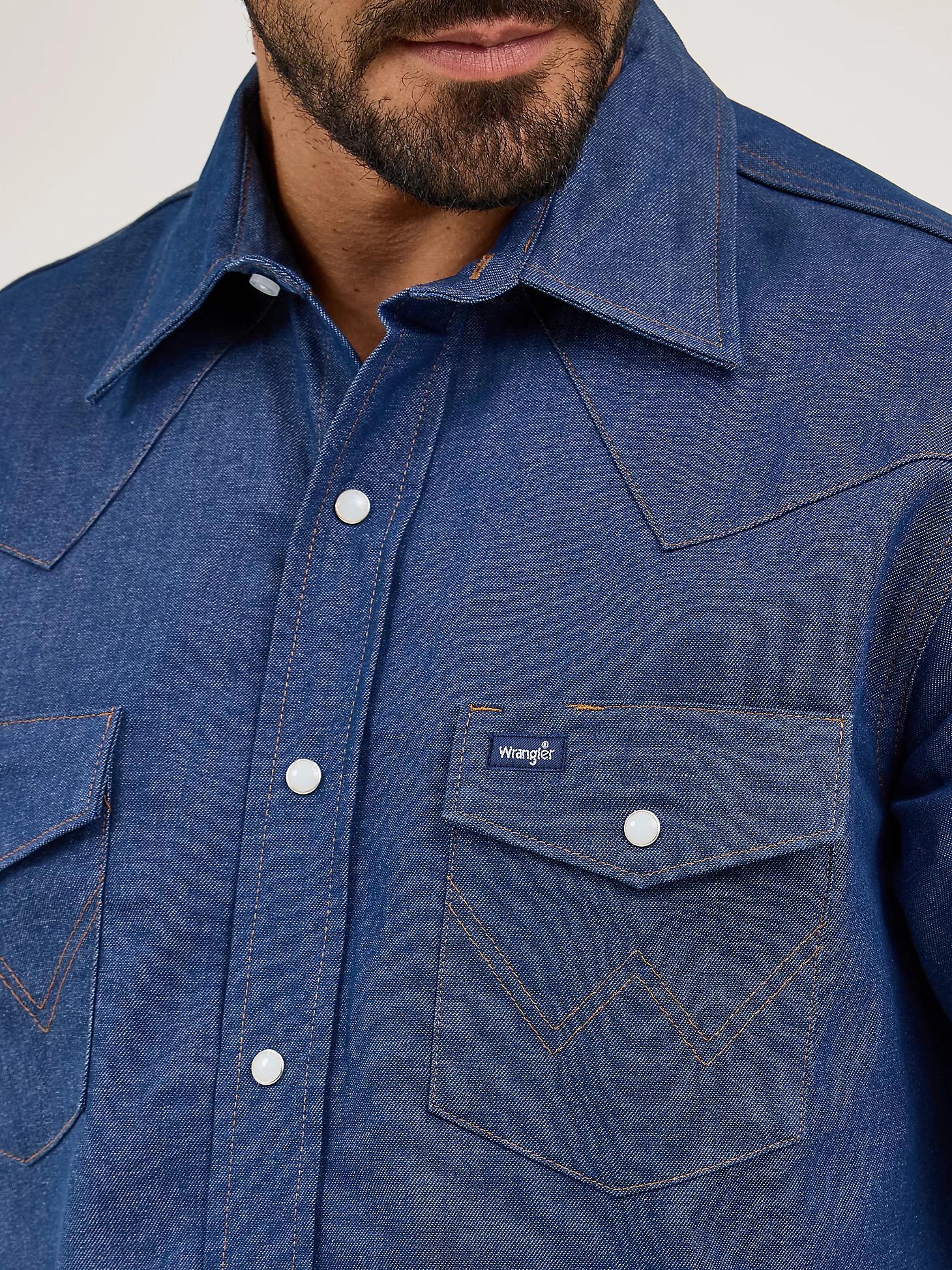 Cowboy Cut® Firm Finish Denim Western Snap Work Shirt | Men's SHIRTS | Wrangler® Product Image
