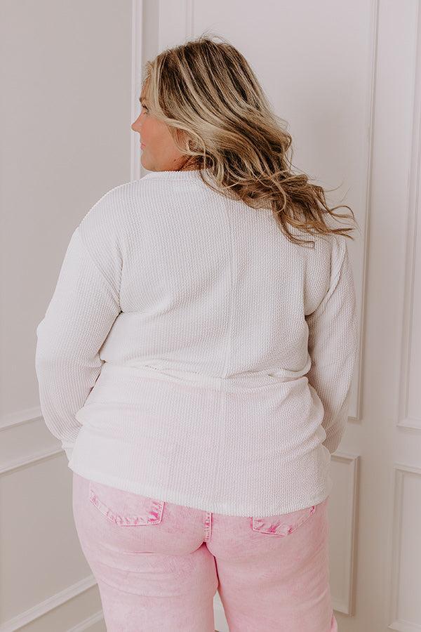 Casual Outing Ribbed Top In White Curves Product Image