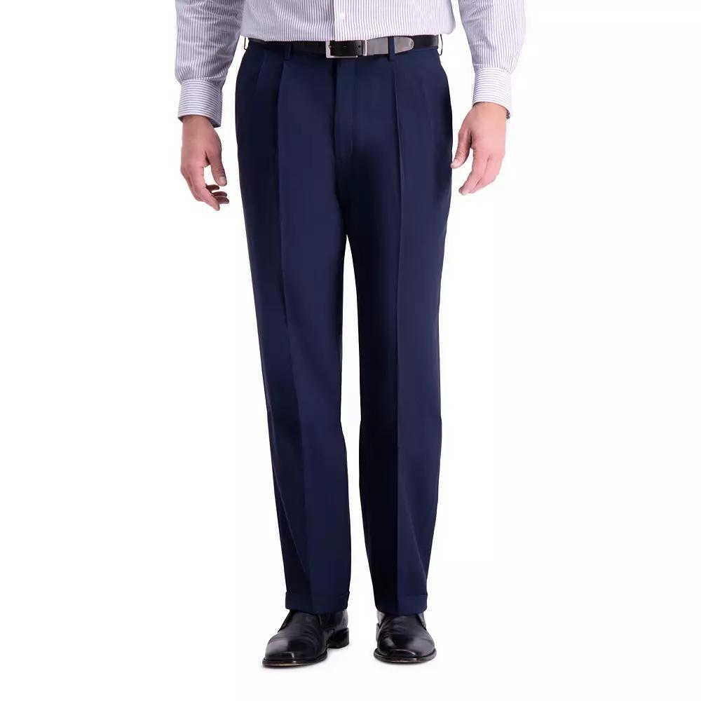 Men’s Haggar® Premium Comfort Expandable-Waist Classic-Fit Stretch Pleated Dress Pants, Men's, Size: 44X30, Blue Product Image