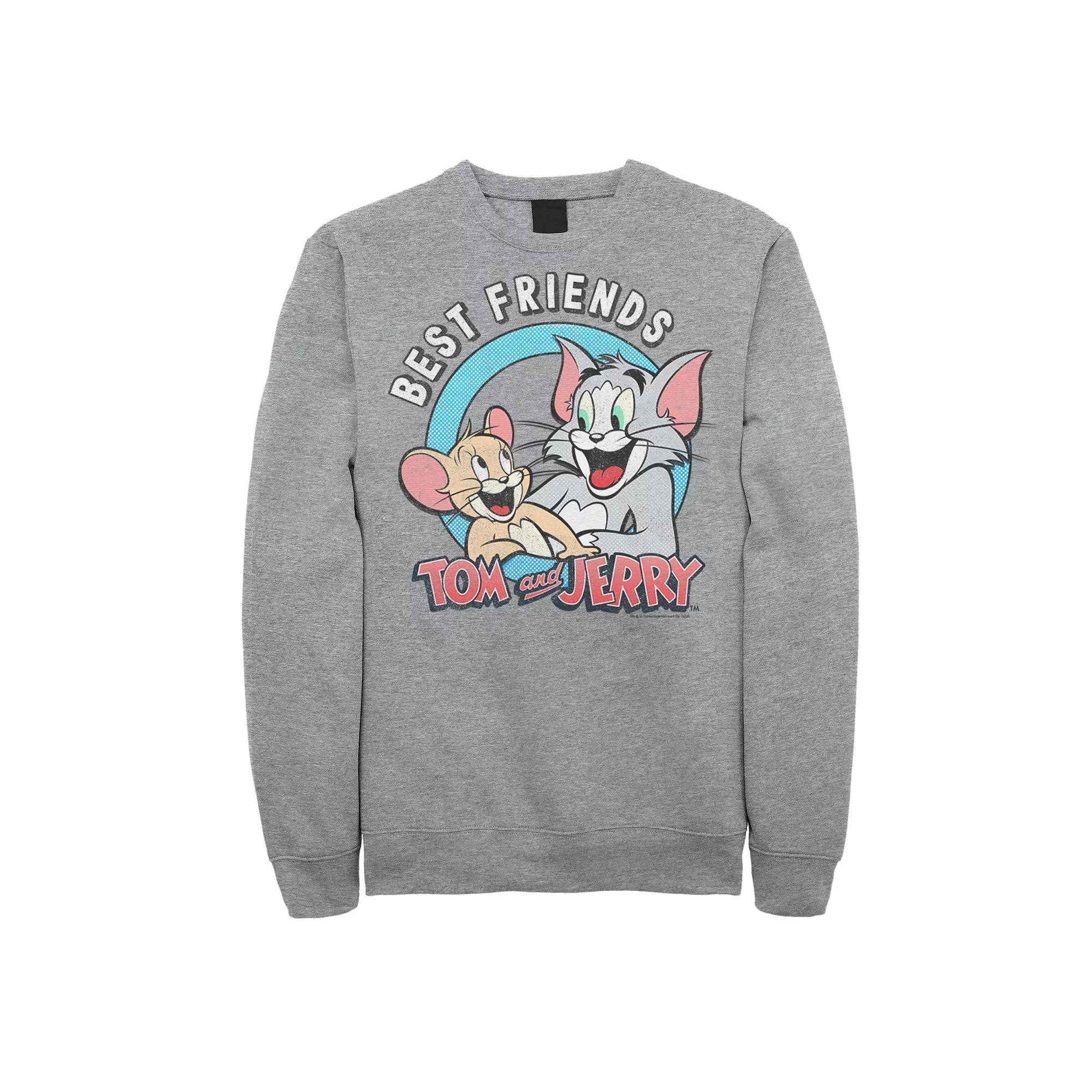 Mens Tom And Jerry Best Friends Portrait Sweatshirt, Men's, Size: XXL, Athletic Grey Product Image
