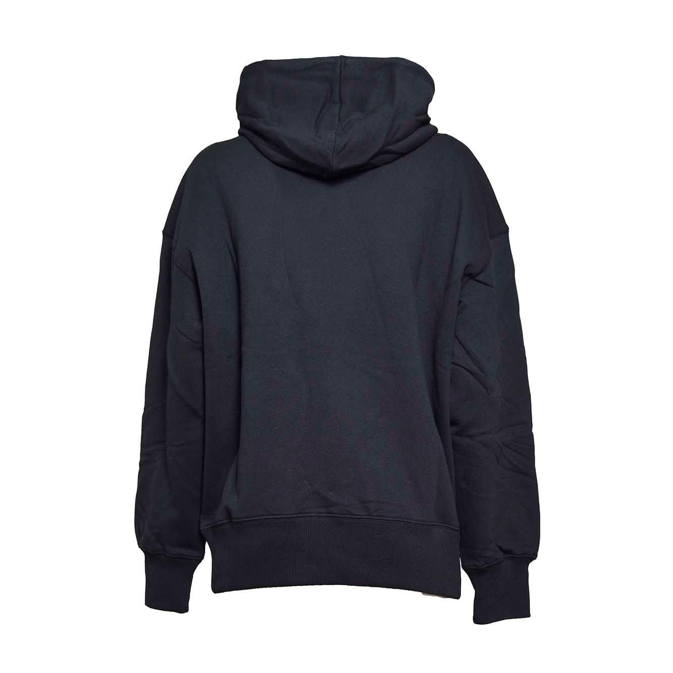 MSGM Logo Printed Drawstring Hoodie In Black Product Image